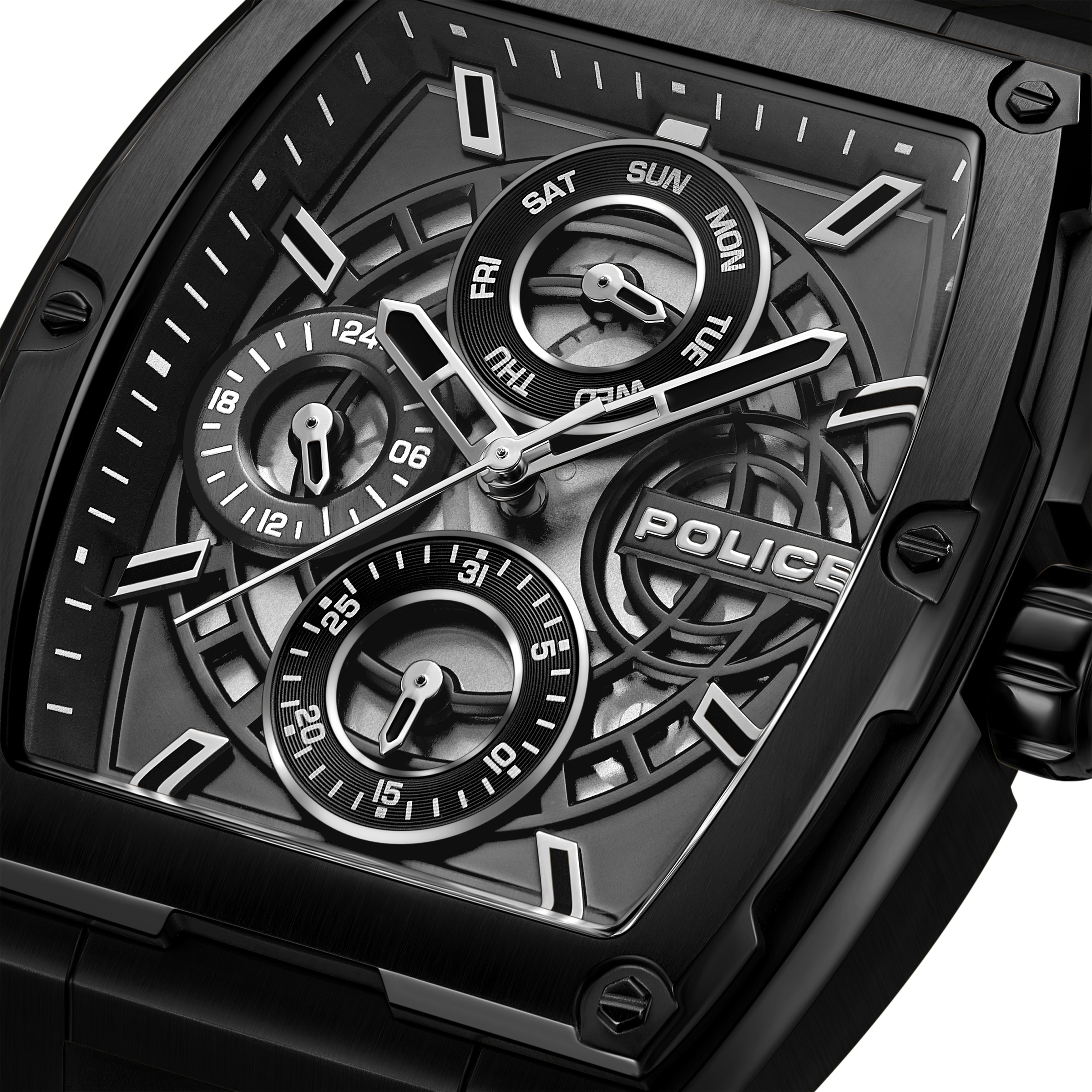 Police Quarzuhr »Creed« Armbanduhr, Herrenuhr, Silikonarmband, analog, Tag, Wochentag