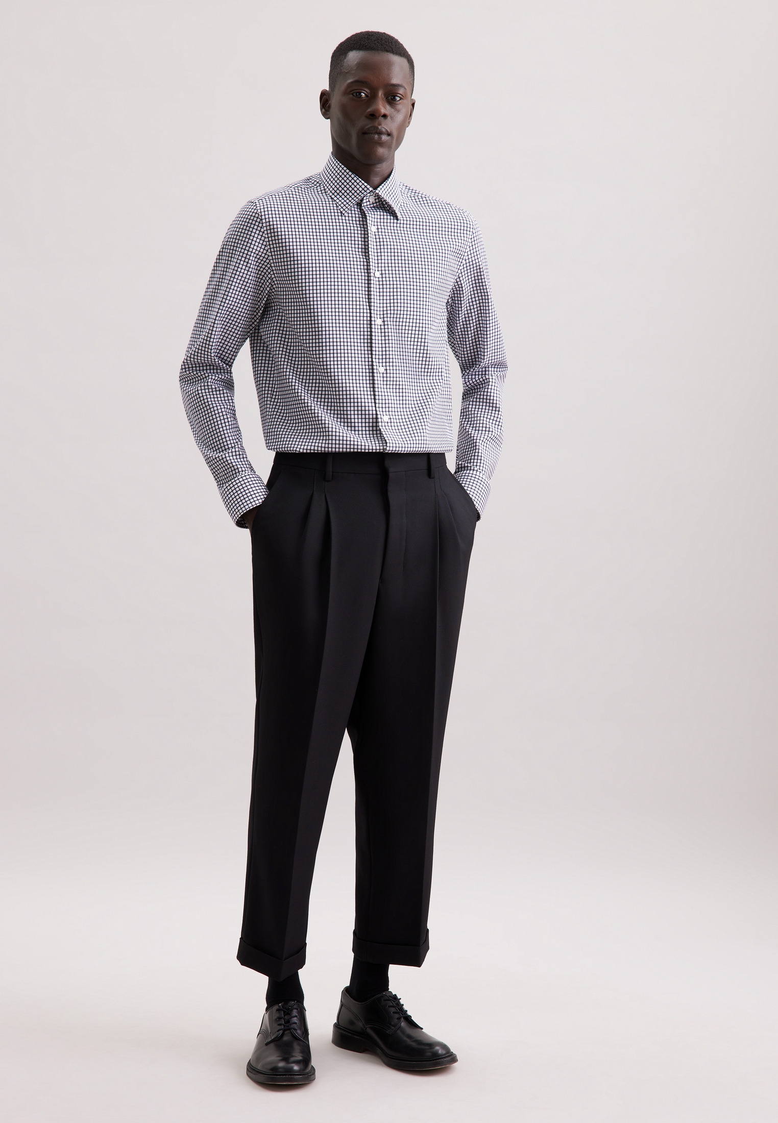 seidensticker Businesshemd »Schwarze Rose«, Slim 1/1 Covered-Button-Down-Kragen Karo