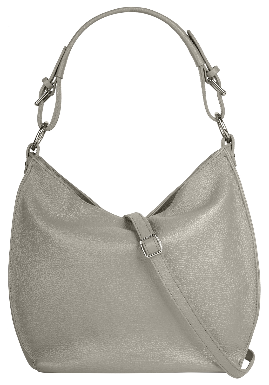 Shopper, echt Leder, Made in Italy, Gr. B/H/T: 36 cm x 30 cm x 10 cm onesize, grau