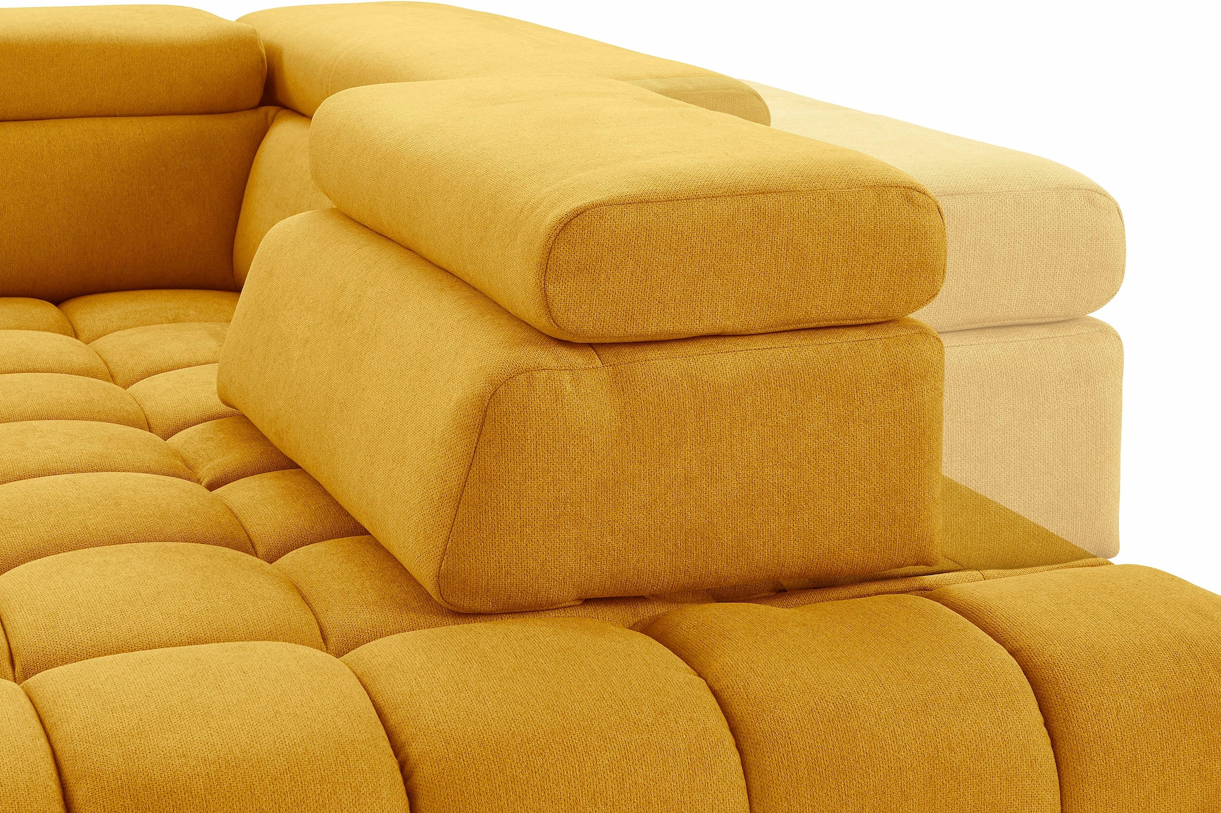 exxpo - sofa fashion Ecksofa »Elias, aktuelle Kreuzsteppung im Sitz, bequem, L-Form«, mit Kopf- bzw. Rückenverstellung, wahlweise mit Bettfunktion