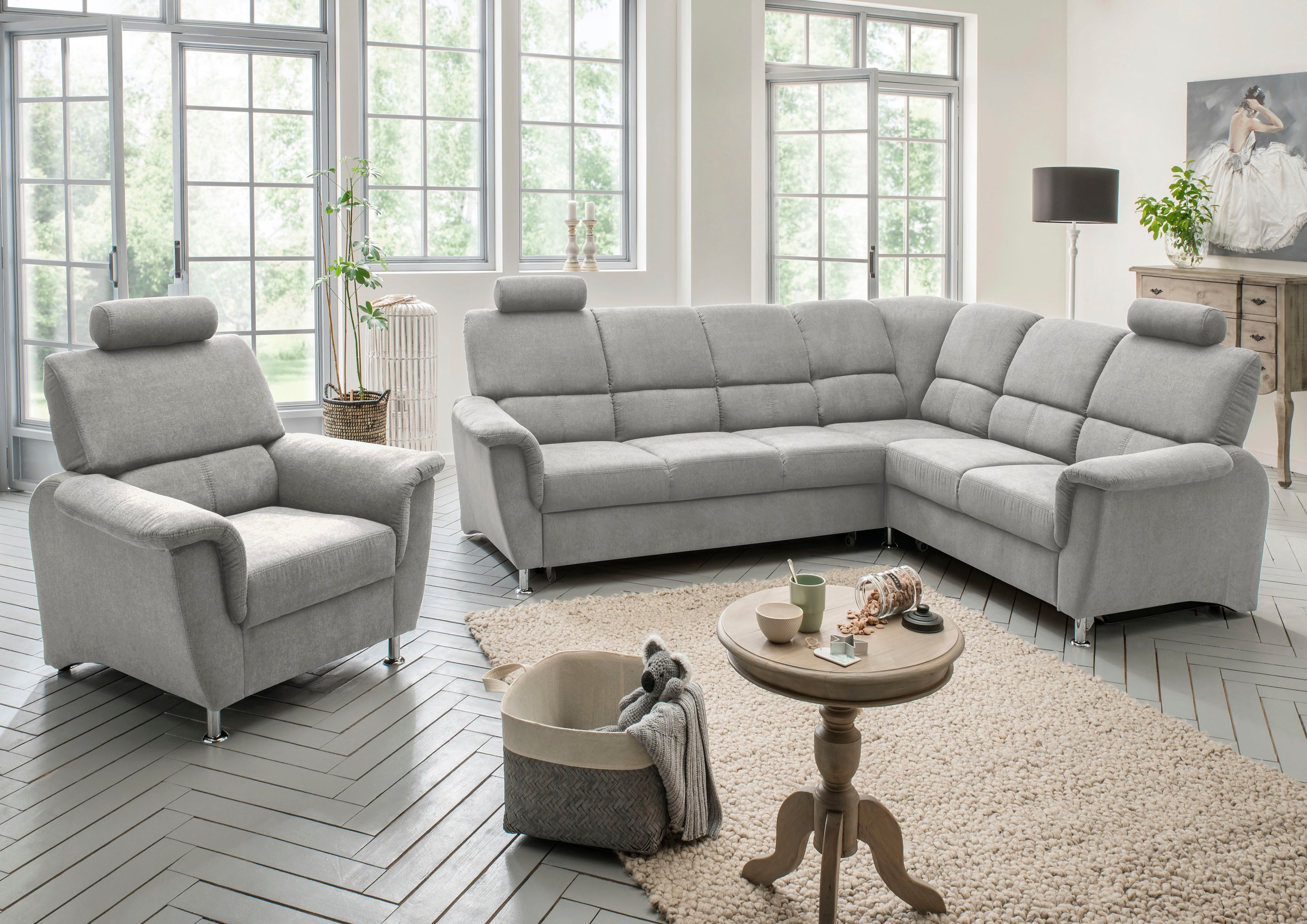 Home affaire Ecksofa »Pisa L-Form, mit Schlaffunktion, Stauraum, 2x höhenve günstig online kaufen
