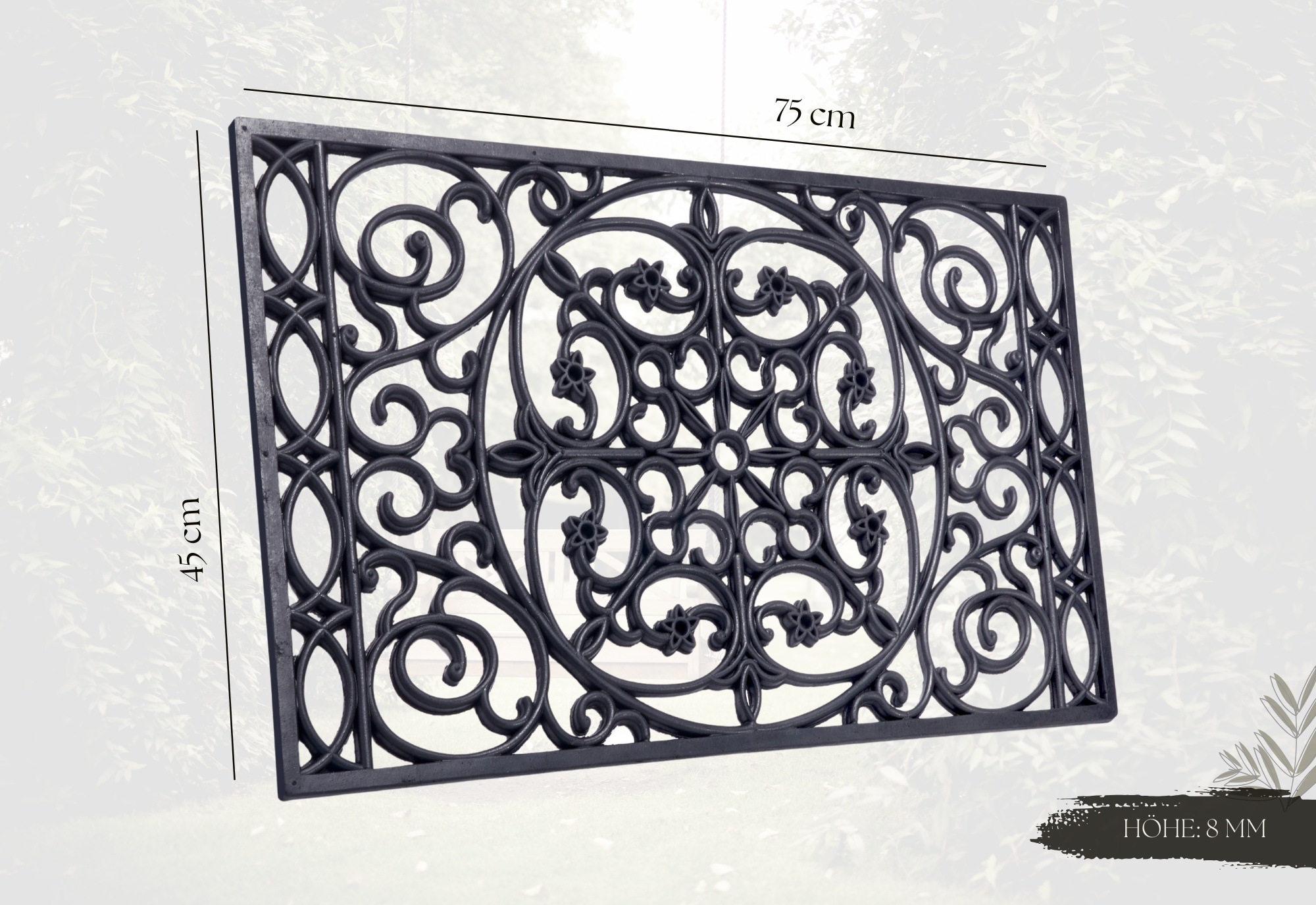 HANSE Home Fußmatte »Mix Mats Gusseisen-Optik Gummi Trellis, Türmatte«, rechteckig, 8 mm Höhe, Strapazierfähig, pflegeleicht, robust, wetterfest, UV-beständig