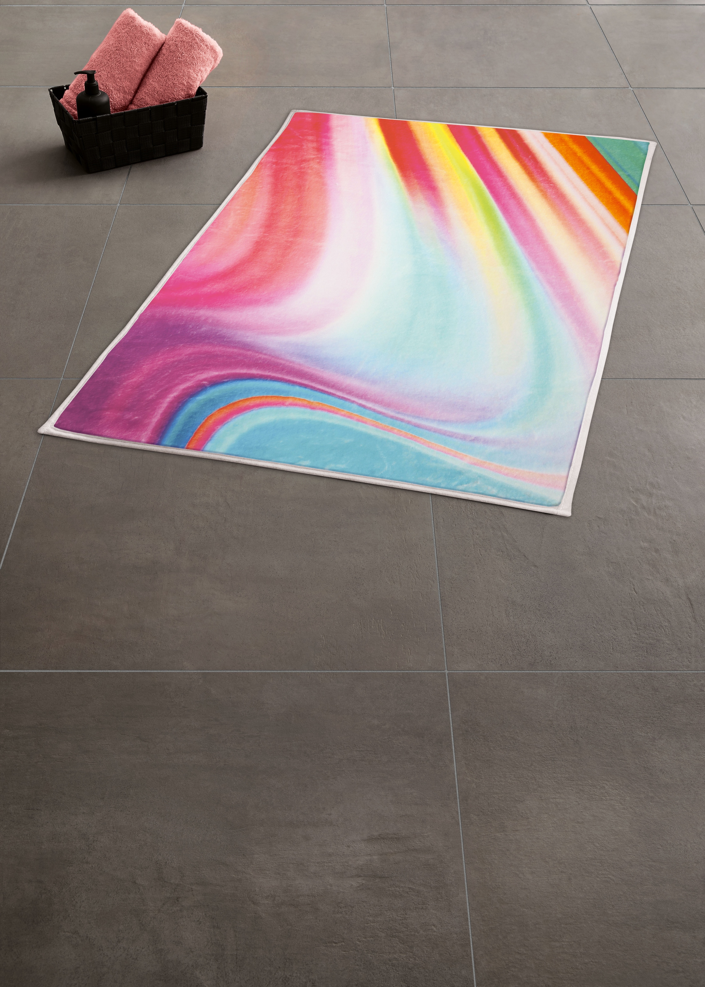 Kleine Wolke Badematte »Vibes«, rutschhemmend beschichtet, fußbodenheizungsgeeignet, Badteppich, bedruckt, modernes Design, kräftige Farben