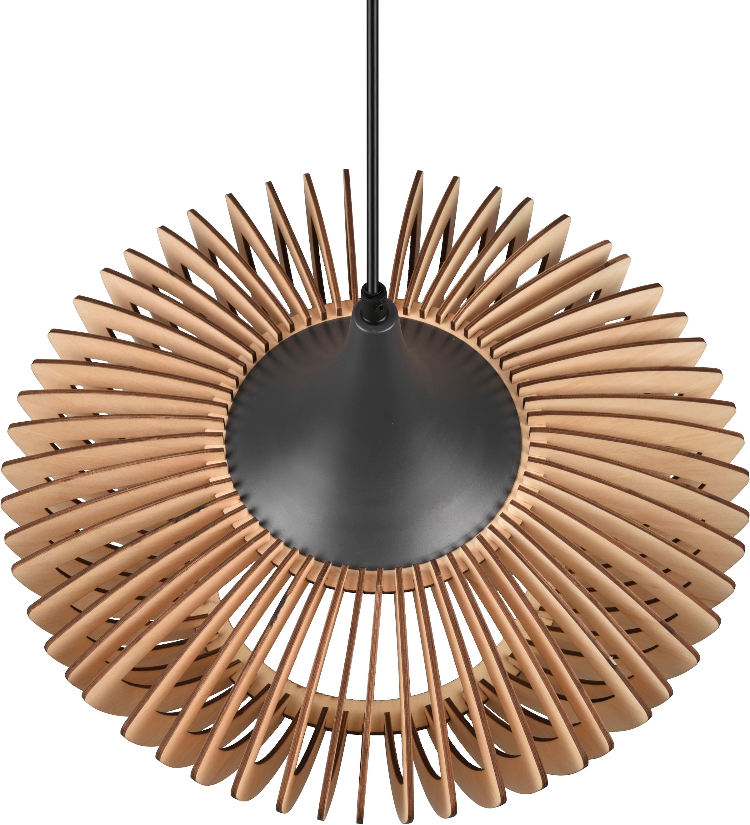 TRIO Leuchten Pendelleuchte »Colino«, 1 flammig, Leuchtmittel E27 | ohne Leuchtmittel, Hängelampe mit Holzschirm Ø40cm höhenverstellbar bis 150cm, exkl 1xE27