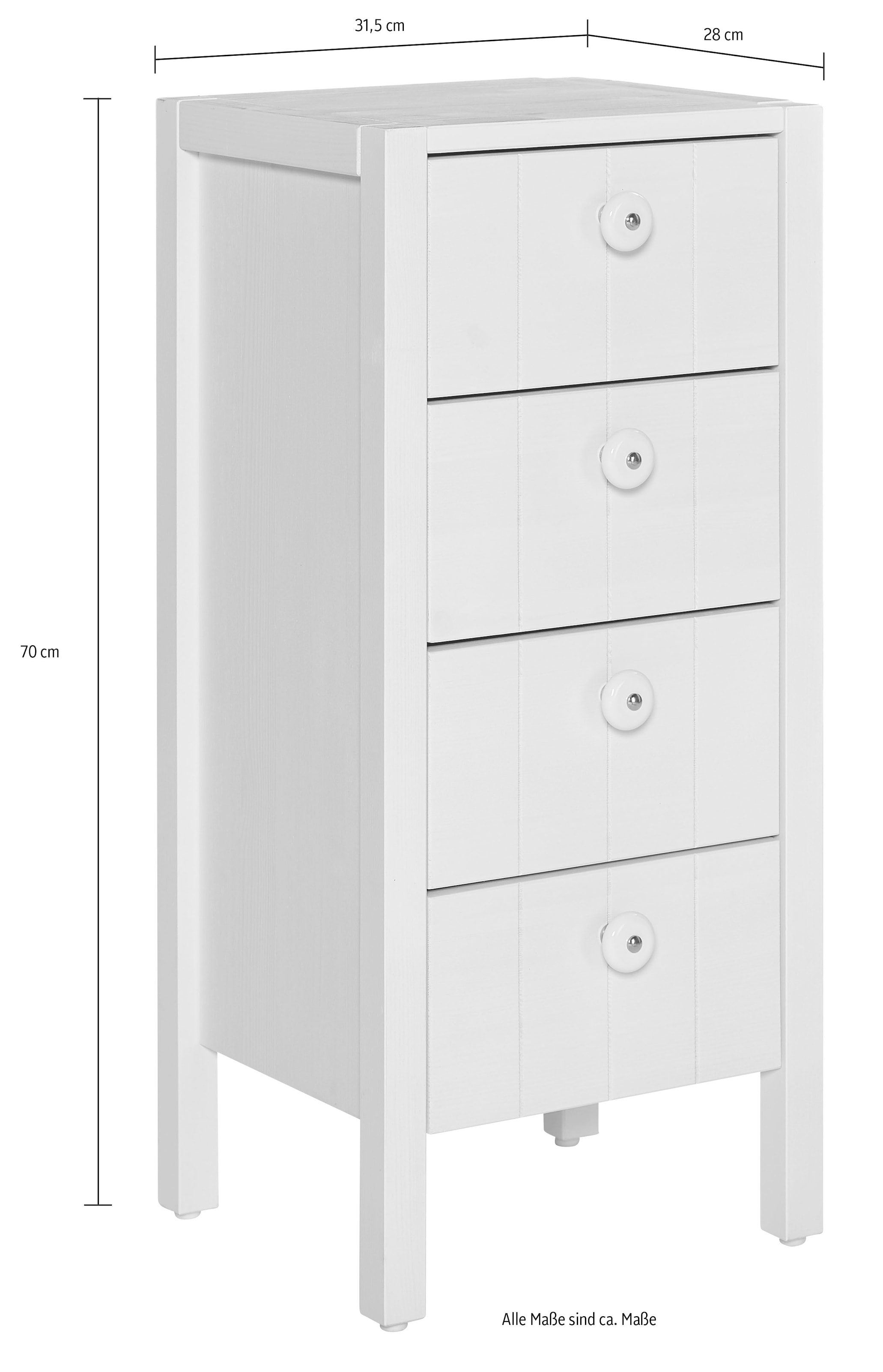 Home affaire Midischrank »Tina« Badmöbel, Kommode, Schrank, Breite 34 cm, Massivholz