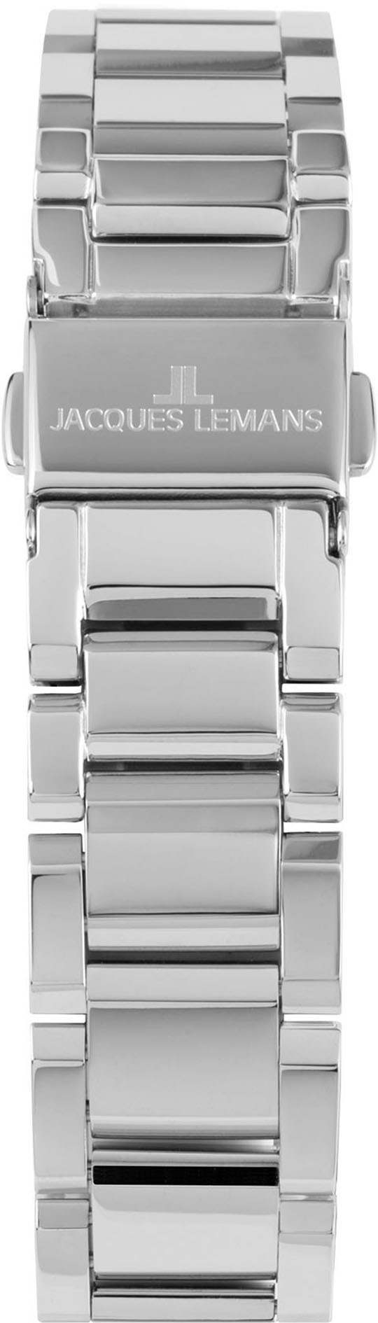 Jacques Lemans Quarzuhr »Torino«, Armbanduhr, Damenuhr, Edelstahlarmband, Perlmutt, Tag, Glaskristalle