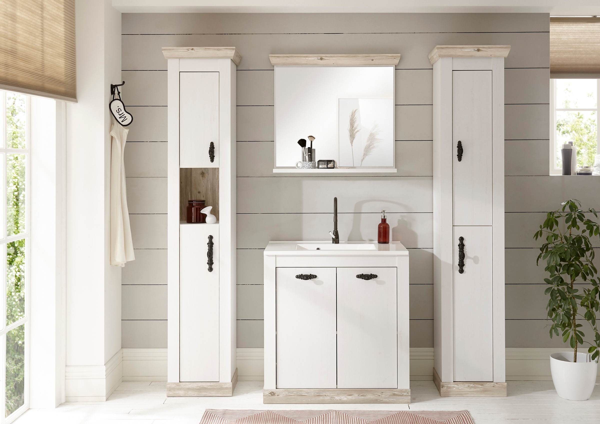 Home affaire Badmöbel-Set »Florenz, Bad im Landhausstil, 4-teiliges Badezim günstig online kaufen