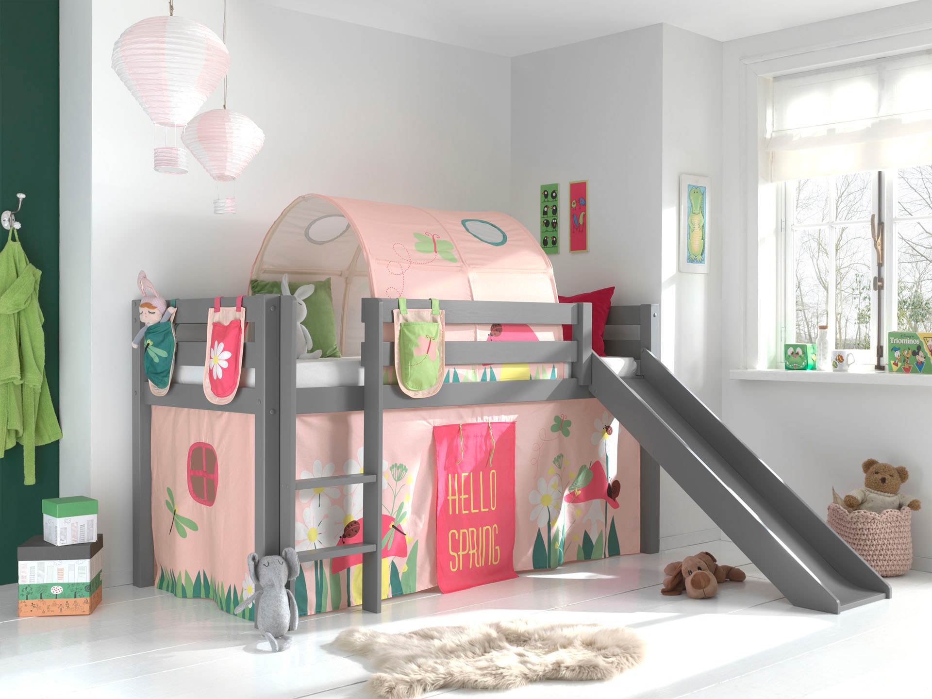 Vipack Hochbett "Pino, Spielbett massiv Kiefer, stabil gebaut, 3 Korpusfarb günstig online kaufen