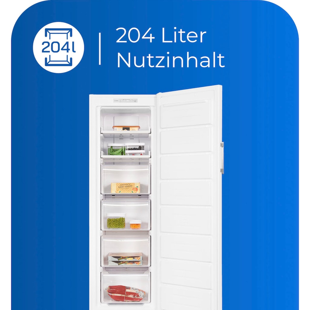 exquisit Gefrierschrank »GS271-NF-H-040D weiss«, 170,5 cm hoch, 54 cm breit, 204 Liter Nutzinhalt, NoFrost, Schnellgefrieren