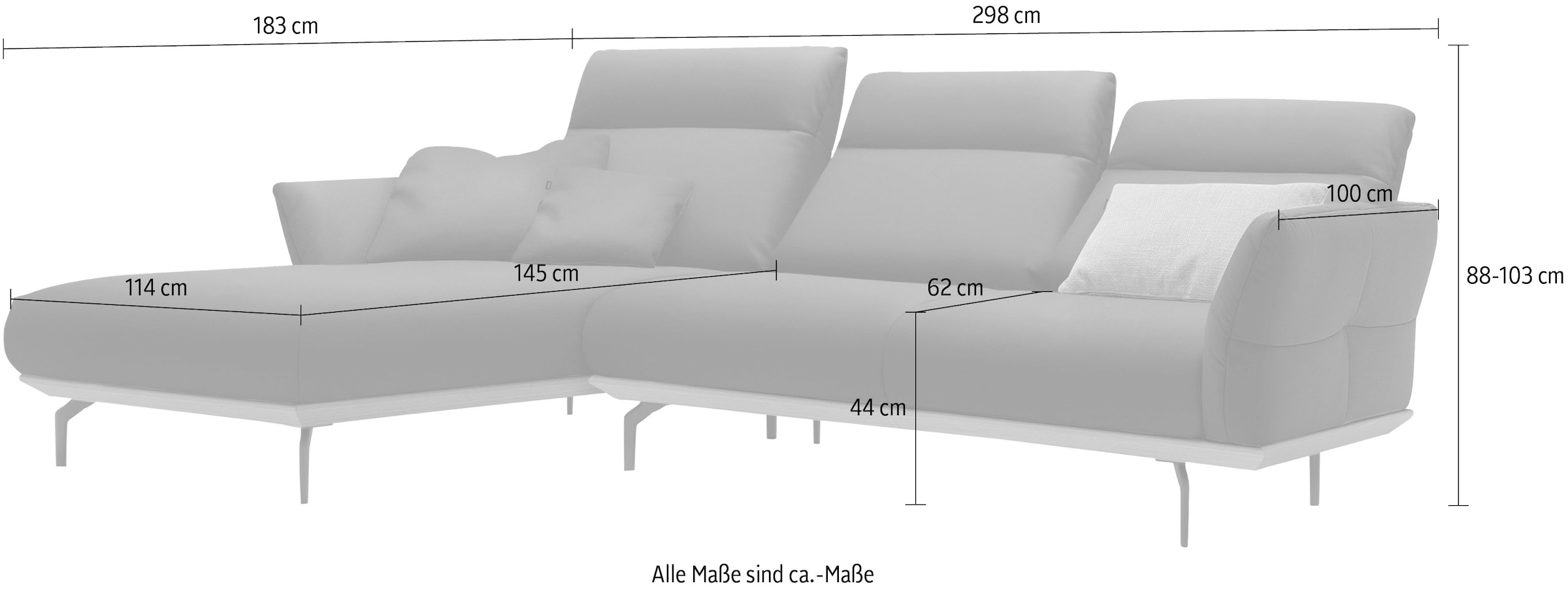 Creation BY ROLF BENZ Ecksofa »CR.460«, Sockel in Eiche, Alugussfüße in umbragrau, Breite 298 cm
