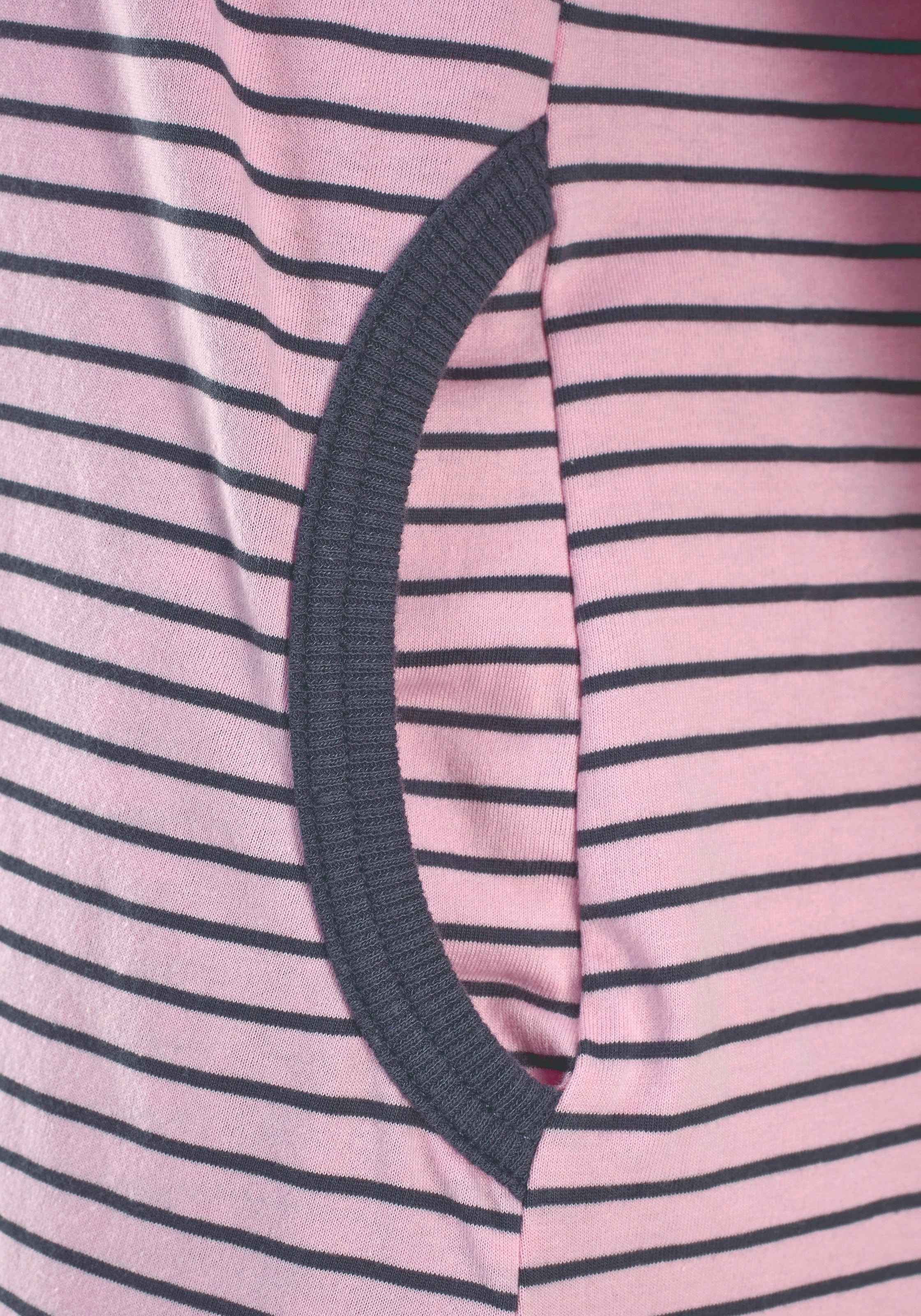 H.I.S Nachthemd Seitennahttaschen in Ringeloptik mit Eingrifftaschen