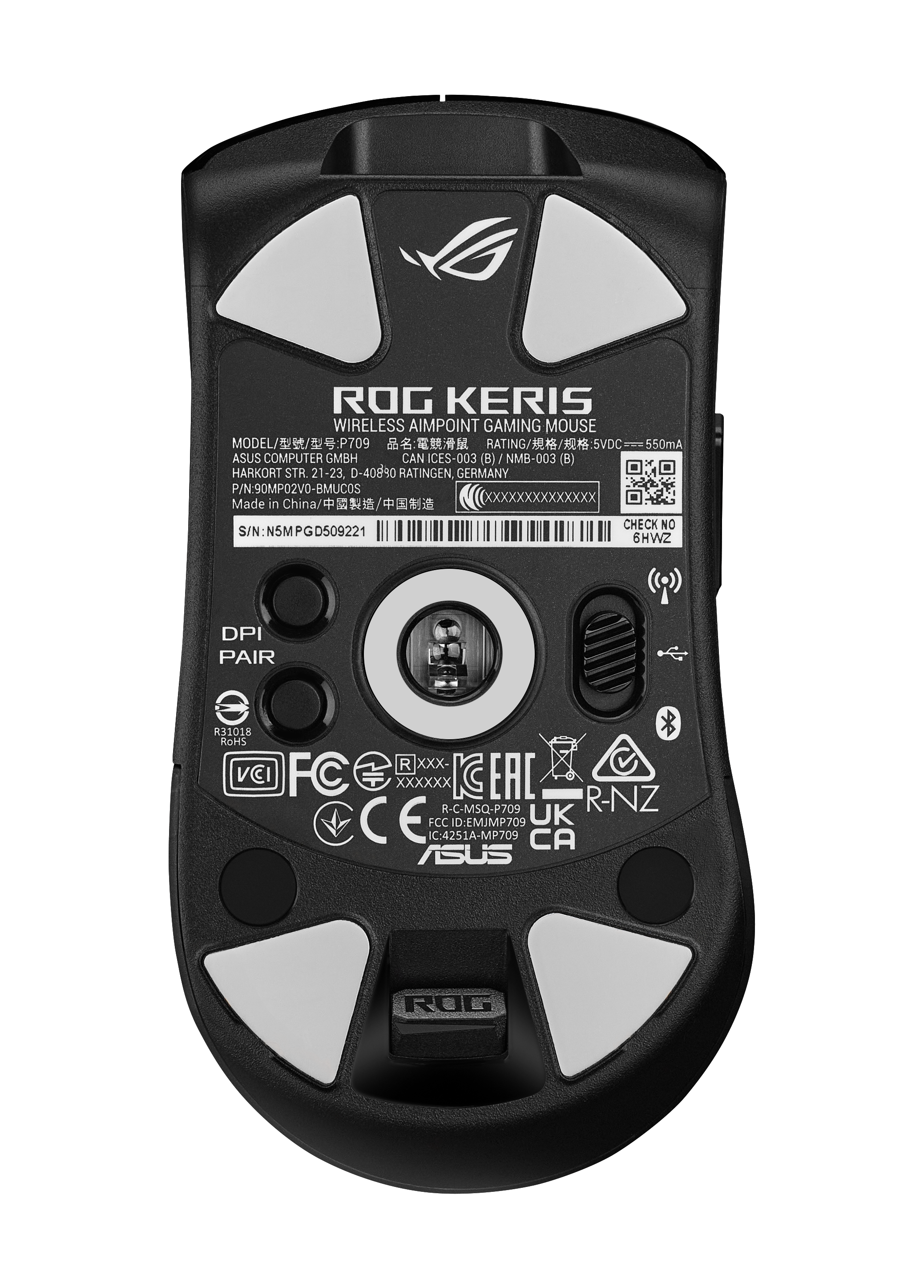 Asus Gaming-Maus »ROG Keris Wireless Aimpoint BK«, RF kabellos + Bluetooth-USB