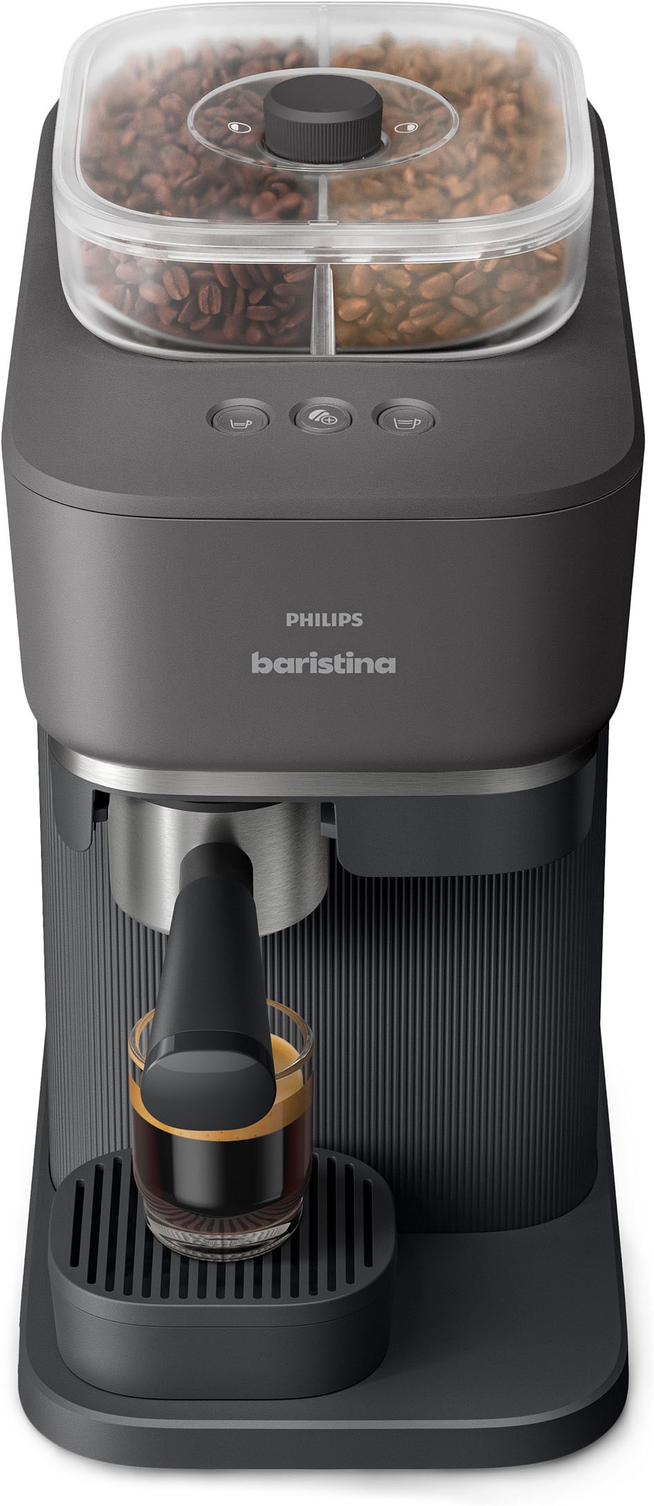 PHILIPS baristina Espressomaschine »mit Bean swap BAR320/60 mit Mahlwerk für ganze Bohnen« Doppelter Bohnenbehälter, 16 bar Pumpendruck, Schwarzgrau