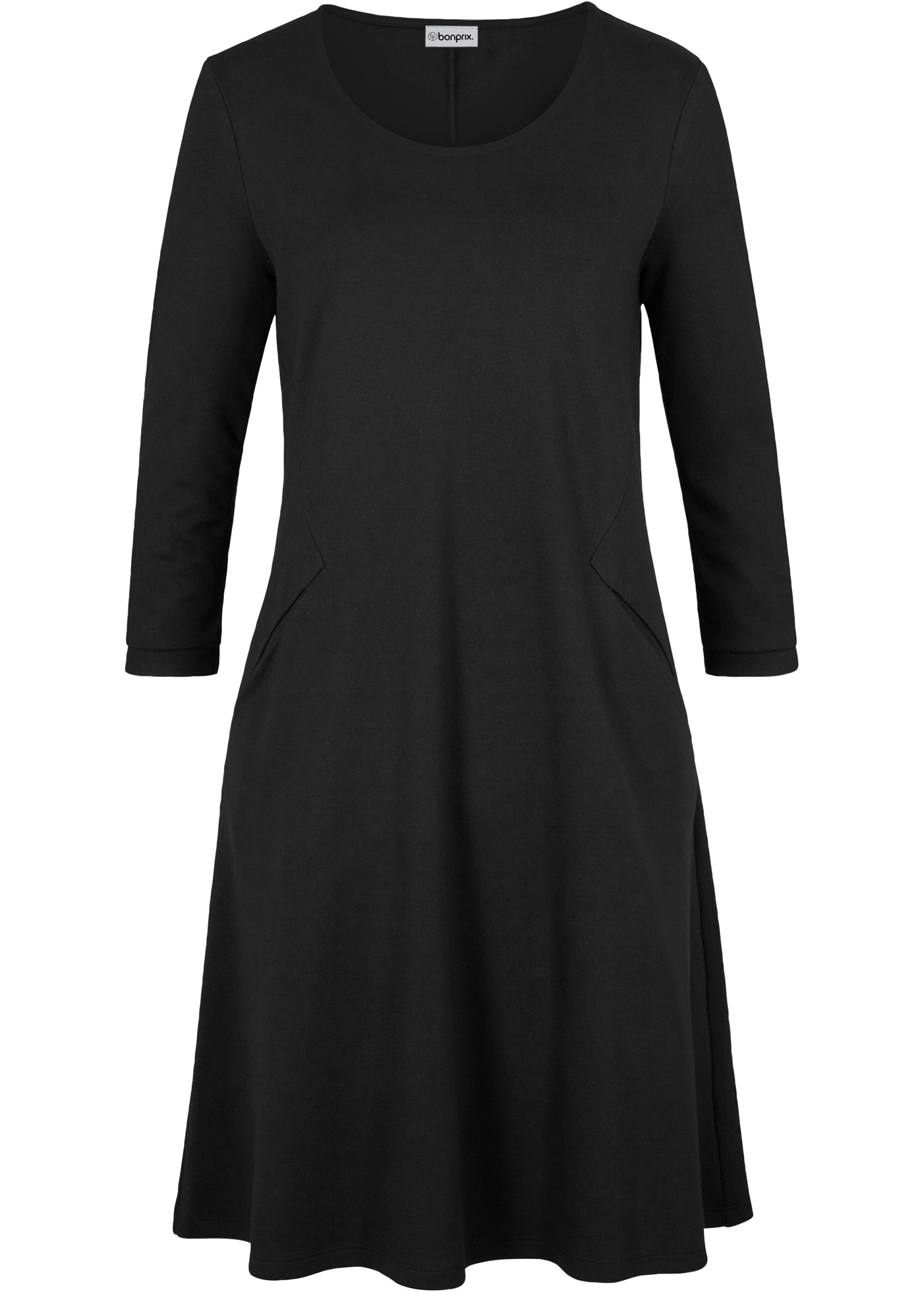 bonprix Shirtkleid leicht ausgestellte A-Linie, knieumspielende Länge, 3/4-Ärmel