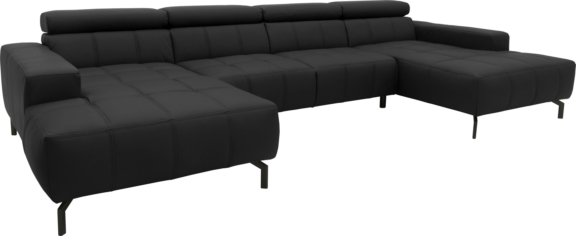 DOMO collection Wohnlandschaft »Cunelli tolle Sitznähte als Designelement, fester Sitzkomfort, U-Form«, wahlweise mit Kopfteilverstellung, bodenfrei