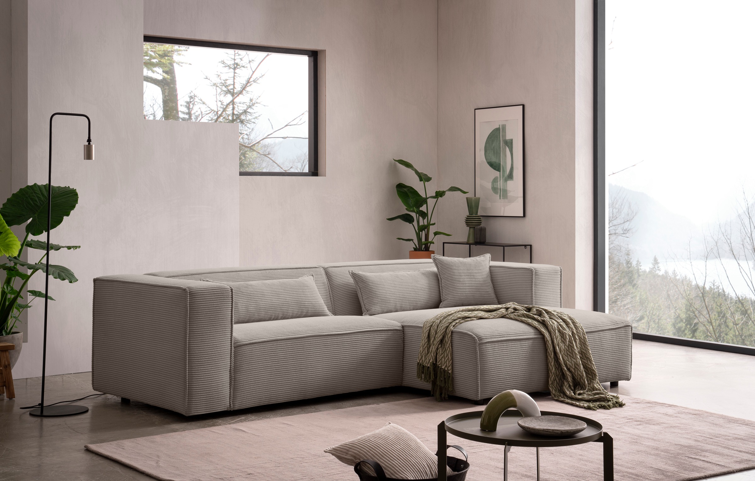 LeGer Home by Lena Gercke Ecksofa »PIARA mit Kedernaht, Cord, Leinenoptik o günstig online kaufen
