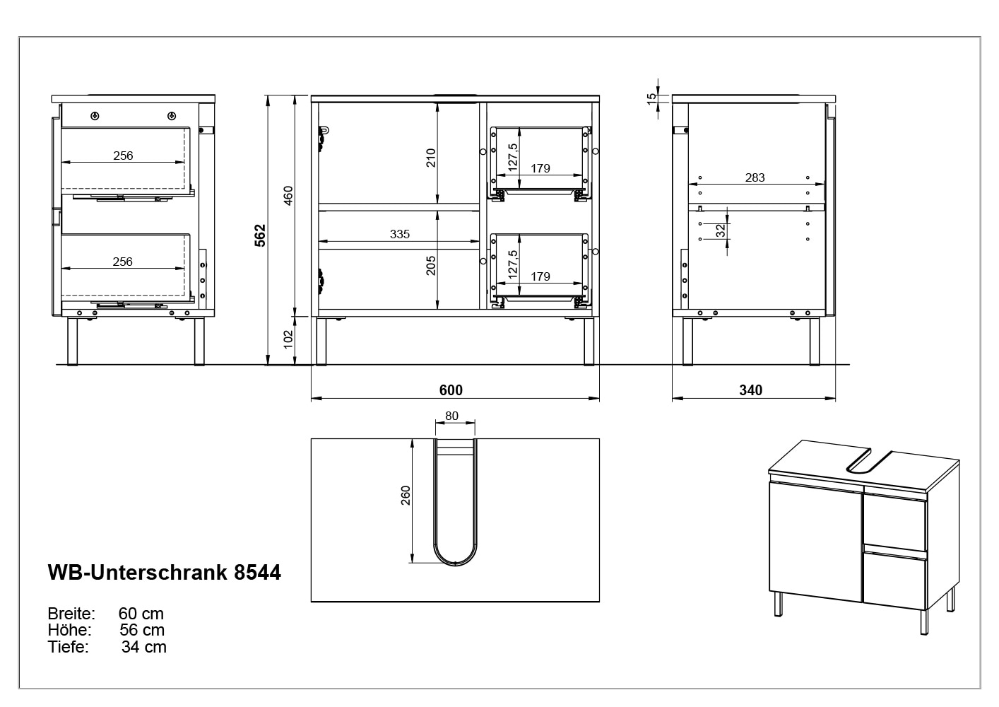 GERMANIA Badmöbel-Set »Scantic«, (5 St.), mehrteiliges Set mit kleinem Waschbeckenunterschrank