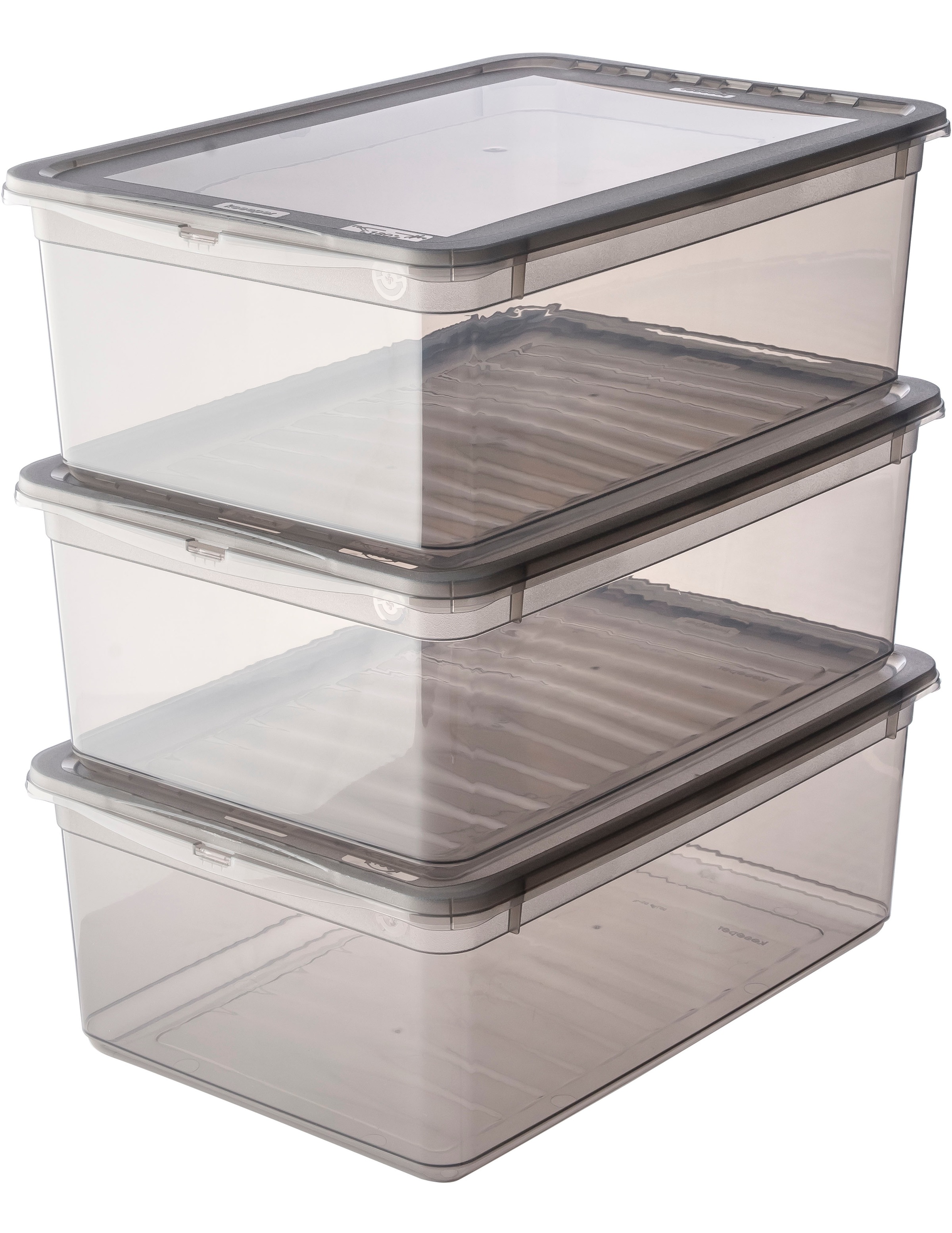 keeeper Aufbewahrungsbox »bea, clearbox mit Air Control-System«, (Set, 3 St.), 3 x 11 l, stapelbar, 39 x 26,5 x14 cm