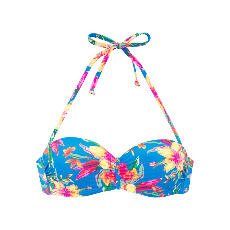 LASCANA Bügel-Bandeau-Bikini-Top »Malia« mit tropischem Print blau bedruckt 40 - Cup A Cup A 40 Florales Design