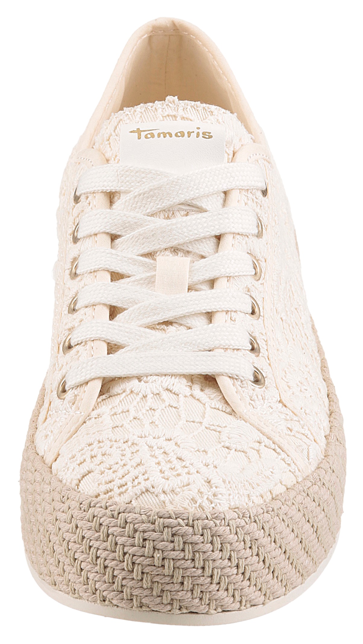 Tamaris Plateausneaker, Freizeitschuh, Halbschuh, Schnürschuh mit Häkelapplikation