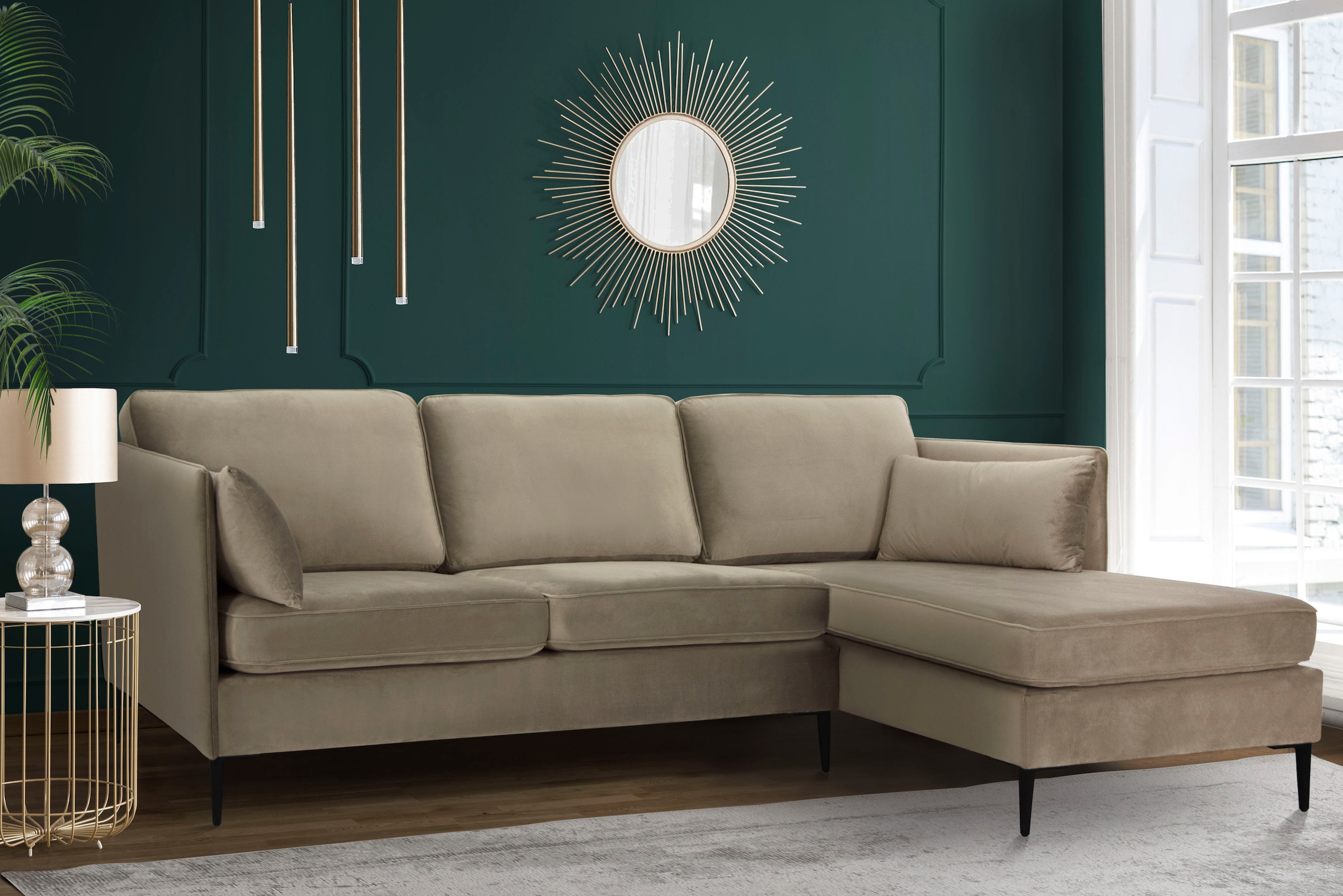 Home affaire Ecksofa »Light L-Form« inklusive loser Zierkissen, mit schmale günstig online kaufen