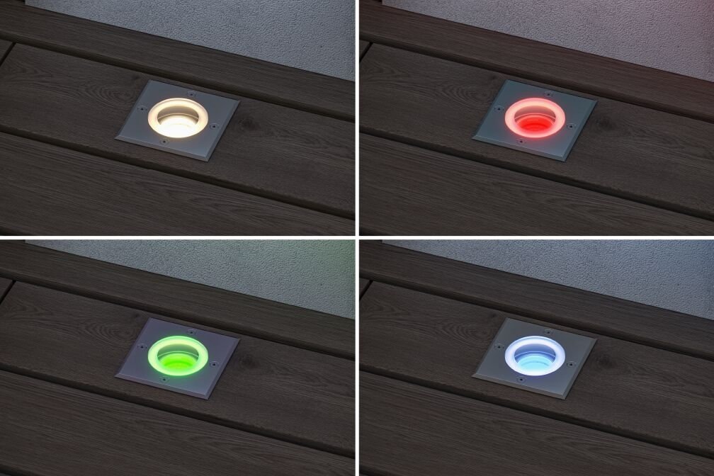 Paulmann LED Einbauleuchte »Floor eckig 110x110mm RGBW+ 4,9W 300lm 230V Eisen gebürstet Aluminium«, 1 flammig, Bodeneinbauleuchte Smart Home Zigbee 3.0 IP67