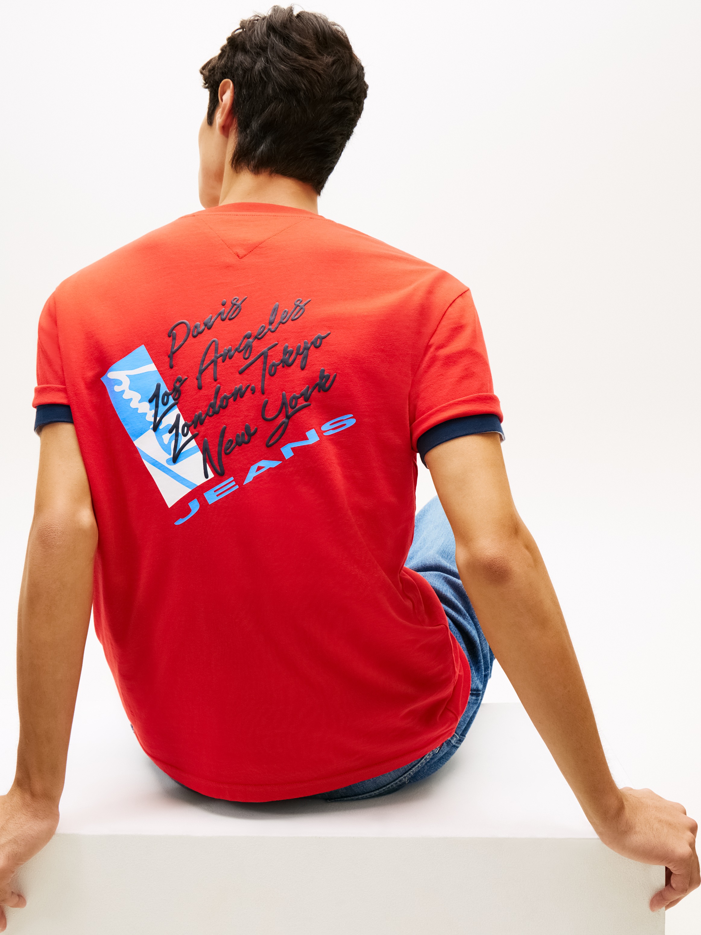 Tommy Jeans T-Shirt »TJM REGULAR FIT SIGN SHIFT« mit Label-Print, Baumwoll-Jersey