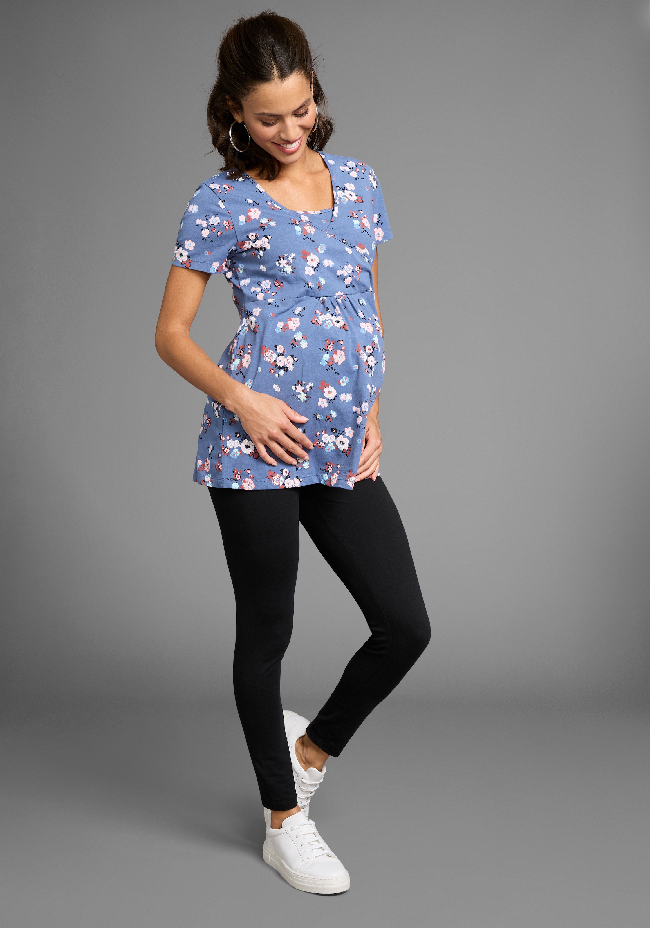 Neun Monate Umstandsleggings », Hose mit extrabreitem Umschlag, 2in1 Optik«  Für Schwangerschaft und Stillzeit