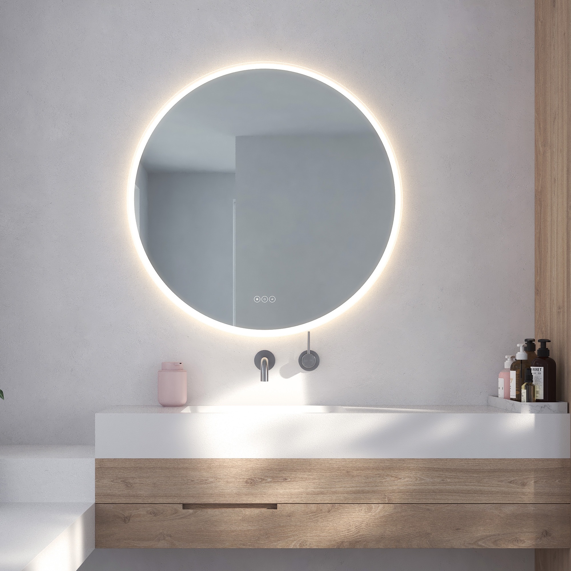 Loevschall Badspiegel »Aalborg LED energiesparender Spiegel, rund, Touchste günstig online kaufen