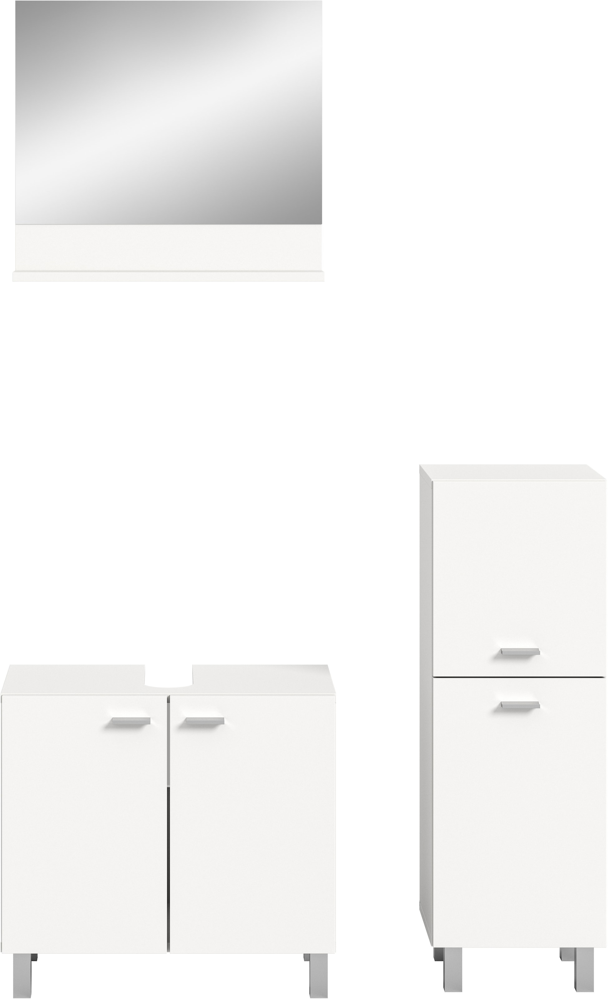 welltime Badmöbel-Set »Tampa, Breite 102cm, 3-teilig«, (3 St.), Waschbeckenunterschrank, Spiegel, Midischrank