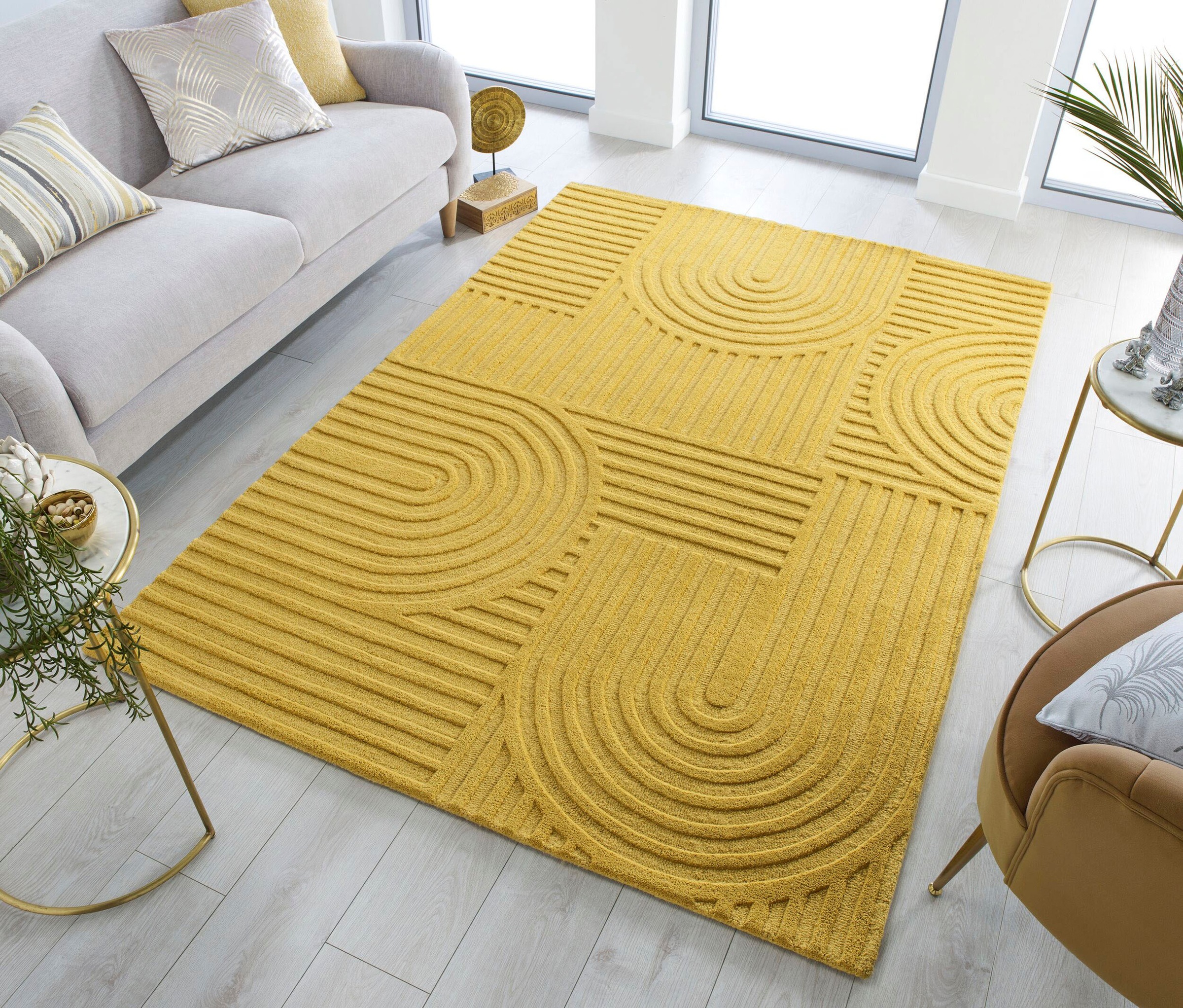 FLAIR RUGS Wollteppich »Zen Garden, modern & mit Linien« 10 mm Höhe 100% Wo günstig online kaufen