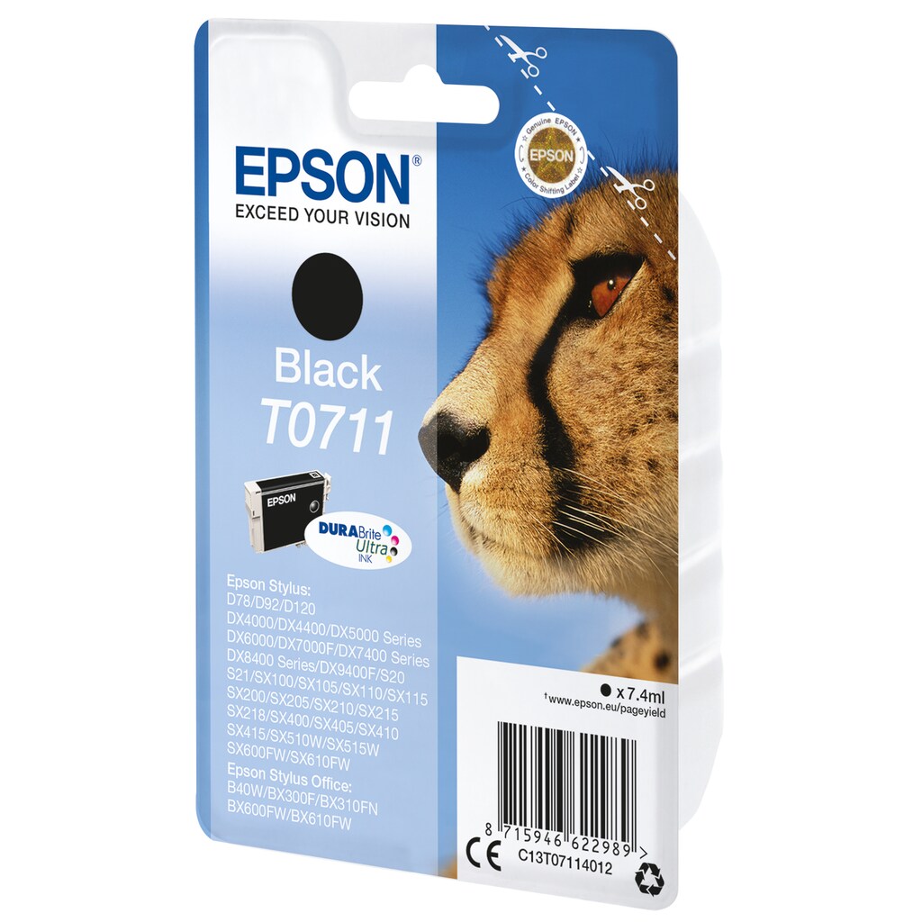 Epson Tintenpatrone »Epson Cheetah Singlepack Black T0711 DURABrite Ultra Ink«