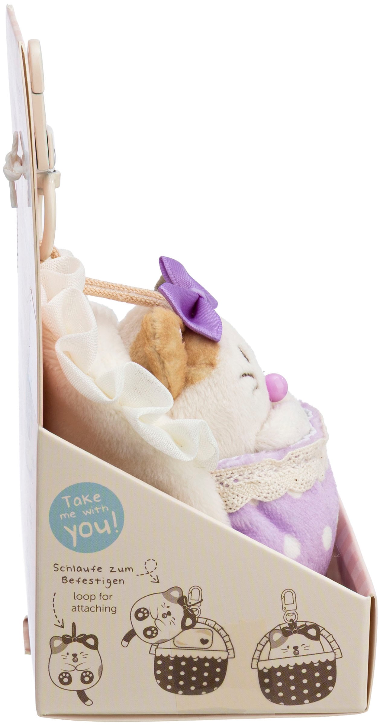 Nici Kuscheltier »mymochi, Set Katze Angy 7cm mit Babyflasche & Bettchen mit Karabiner« in Geschenkbox