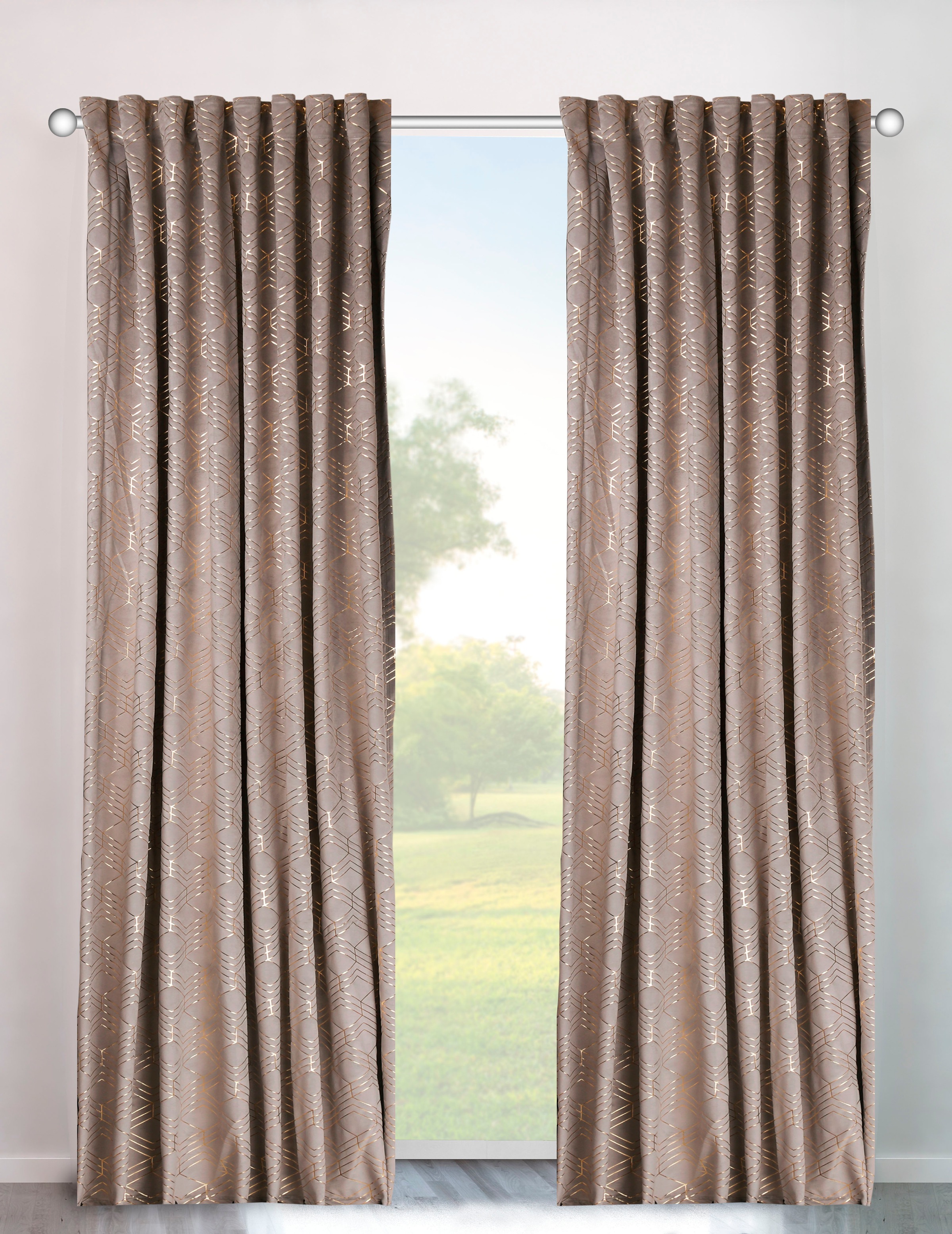 my home Vorhang »Velvet Foil« Multifunktionsband 2 Stk. tlg. Samt günstig online kaufen