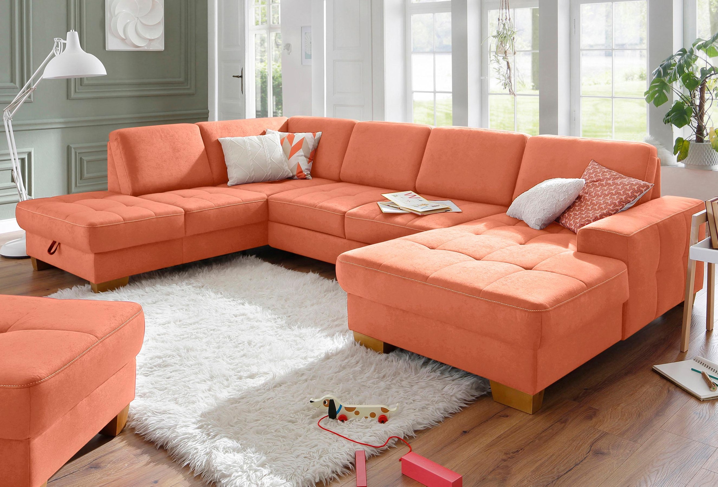 Home affaire Wohnlandschaft »Puccini U-Form« mit Federkern, Sitztiefenverst günstig online kaufen