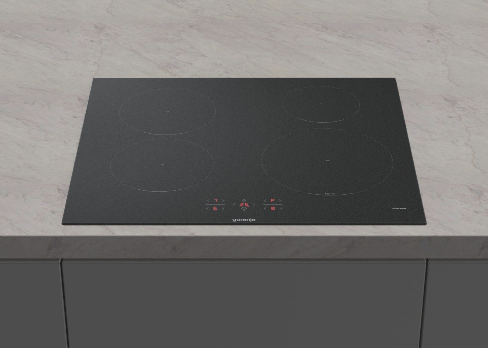 GORENJE Induktions-Kochfeld »GI6401MSC matt« kratzresistente matte Oberfläche mit BigZone 23cm & PowerBoost