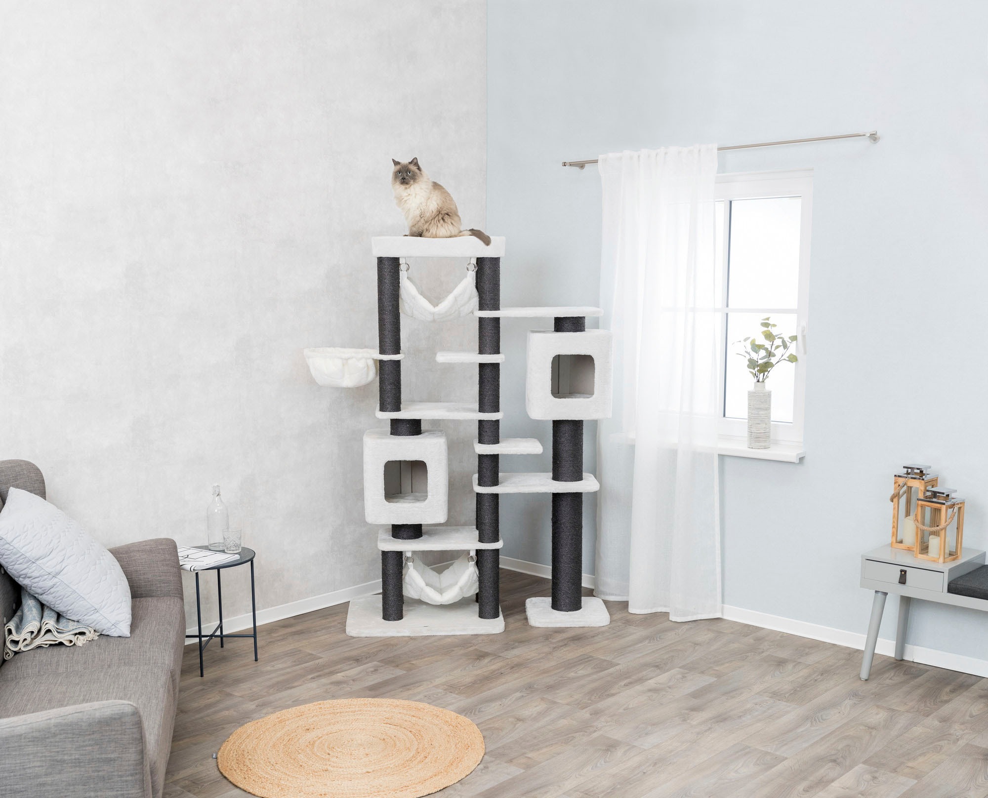 2. Bild von TRIXIE Kratzbaum »Katzen Starter Set Lionello«, hoch, inkl. Napfunterlage, Napf-Set und Rasselbälle-Set