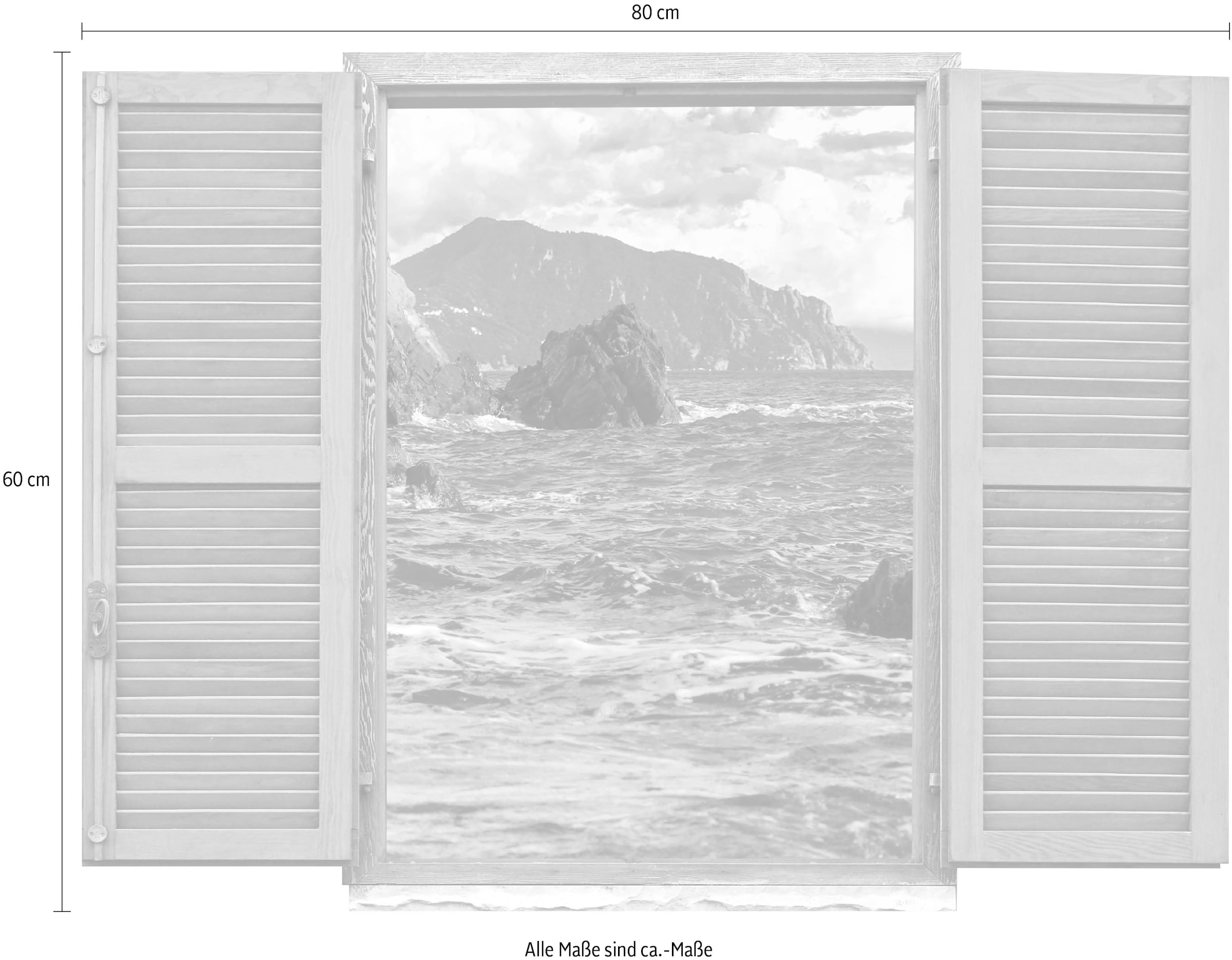 queence Wandtattoo »Klippen im Meer«, (1 St.), Wandsticker, Wandbild, selbstklebend, 3D, Fenster