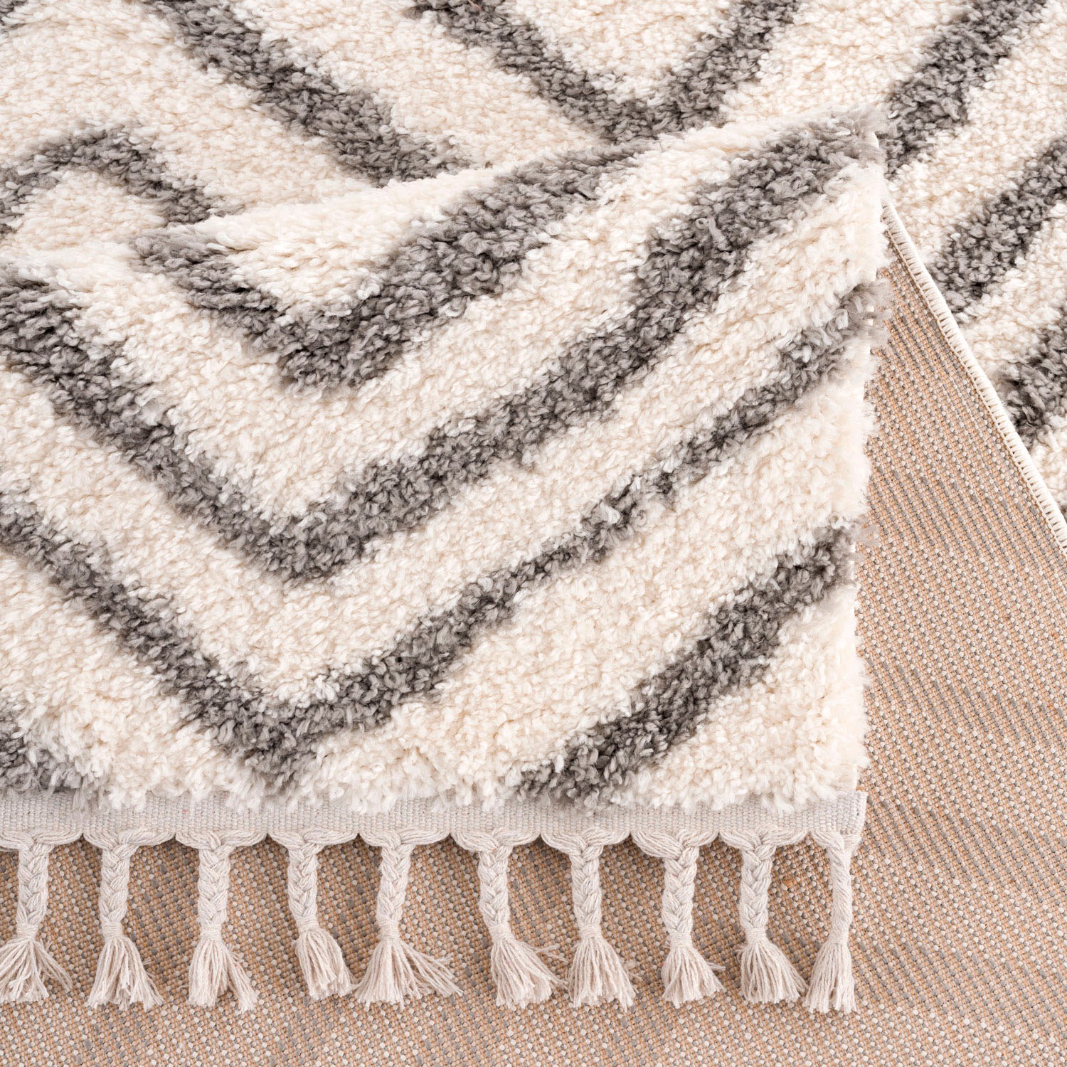 Carpet City Hochflor-Teppich »Pulpy 531«, rechteckig, 30 mm Höhe, besonders weich, mit Fransen, Zickzack Look