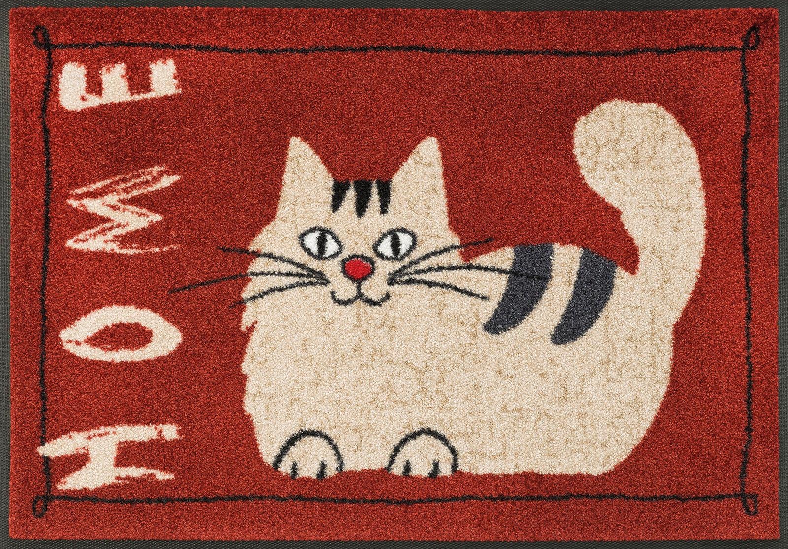 wash+dry by Kleen-Tex Fußmatte »Catty Katze, rechteckig, rutschhemmend und schnell Schmutzfangmatte, bestellen bequem Home«, Motiv mit Spruch