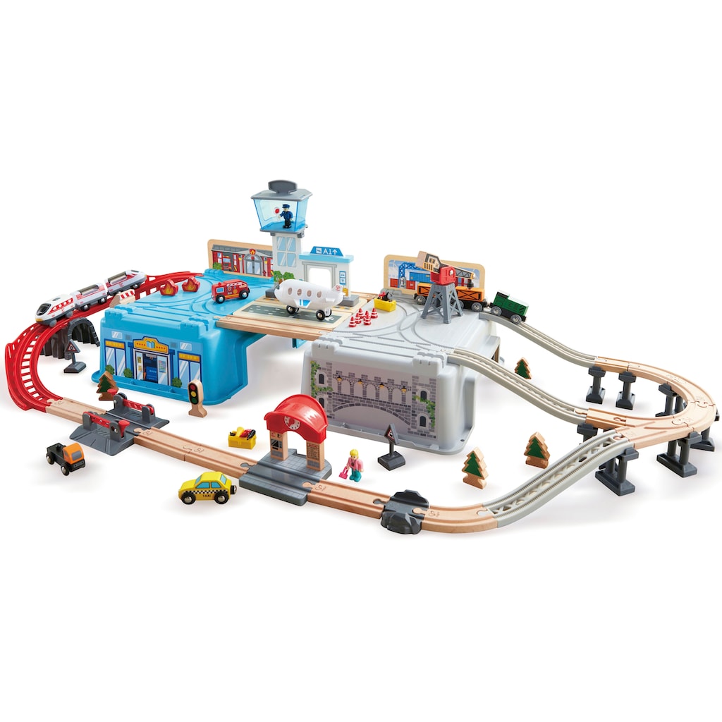 Hape Spielzeug-Eisenbahn »Großstadtlandschaft Eisenbahn in Aufbewahrungsbox«