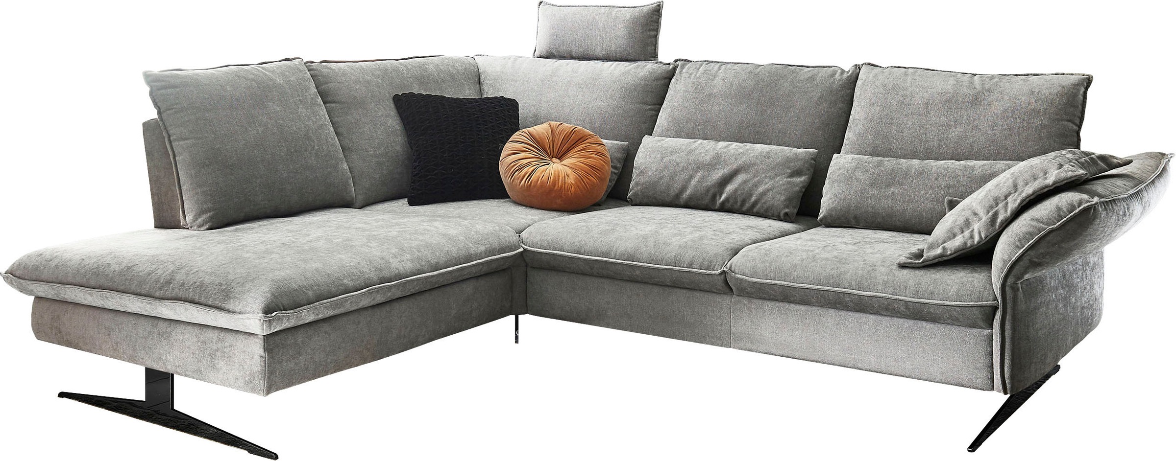 3C Carina Ecksofa, (1 St.), incl. 2 Kopfstützen, mit klappbarer Armlehne, weiches Sitzgefühl, wahlweise auch mit motorischer Rückentiefenverstellung und optional mit 3 Nierenkissen