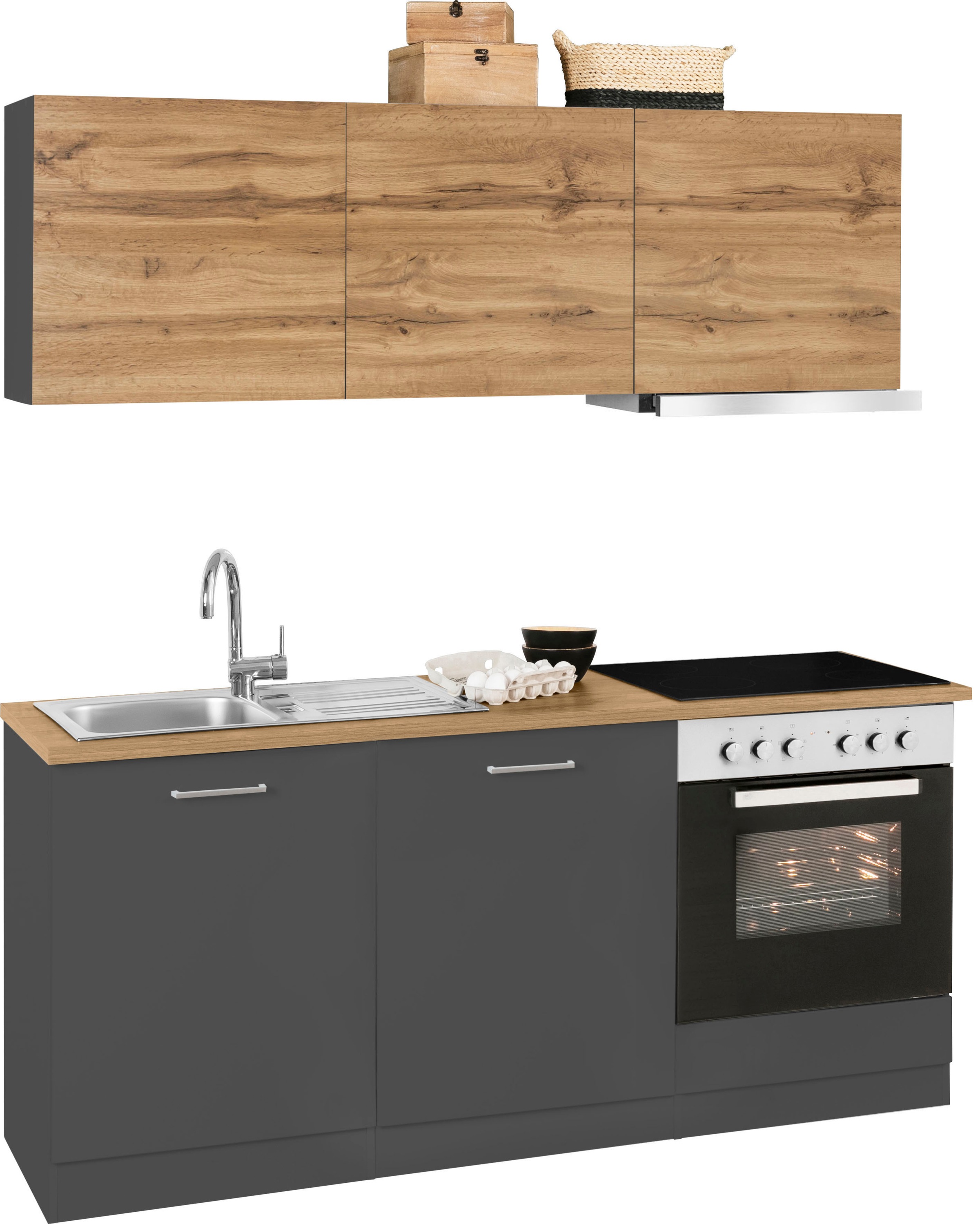KOCHSTATION Küchenzeile »KS-Kehl«, mit E-Geräten, Breite 180 cm