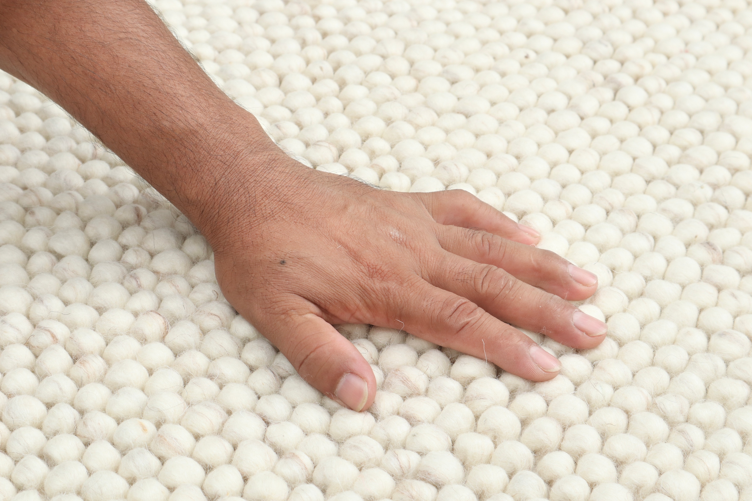 OTTO home Wollteppich »Wolly, Wolle« rund 14 mm Höhe handgewebt, Handweb Teppiche, Skandi, Wohnzimmer, Schlafzimmer