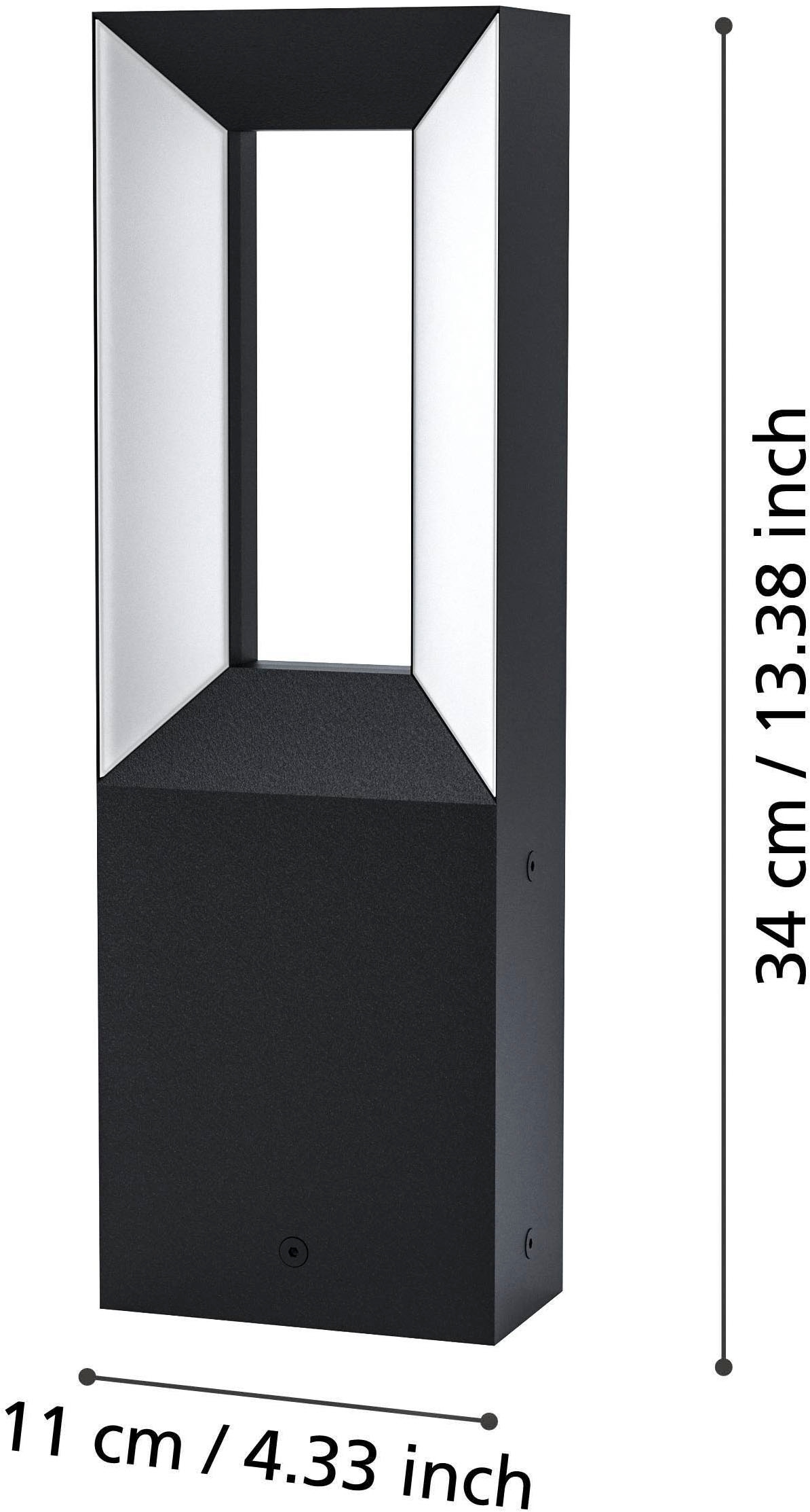 EGLO Sockelleuchte »Riforano Außen-Stehlampe, Aluminium-Guss und Kunststoff, IP44, Lampe« LED-Modul 1 Stk. Warmweiß Stehleuchte - L11 x B6 x H34 cm - schwarz - 2X5W inkl.