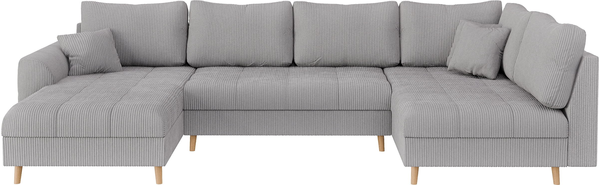 Home affaire Wohnlandschaft »CHARRE U-Form mit Ottomane, Maße B/T/H: 310/161/81 cm«, feine Steppung, lose Rücken- und Zierkissen, auch in Cord und Bouclé