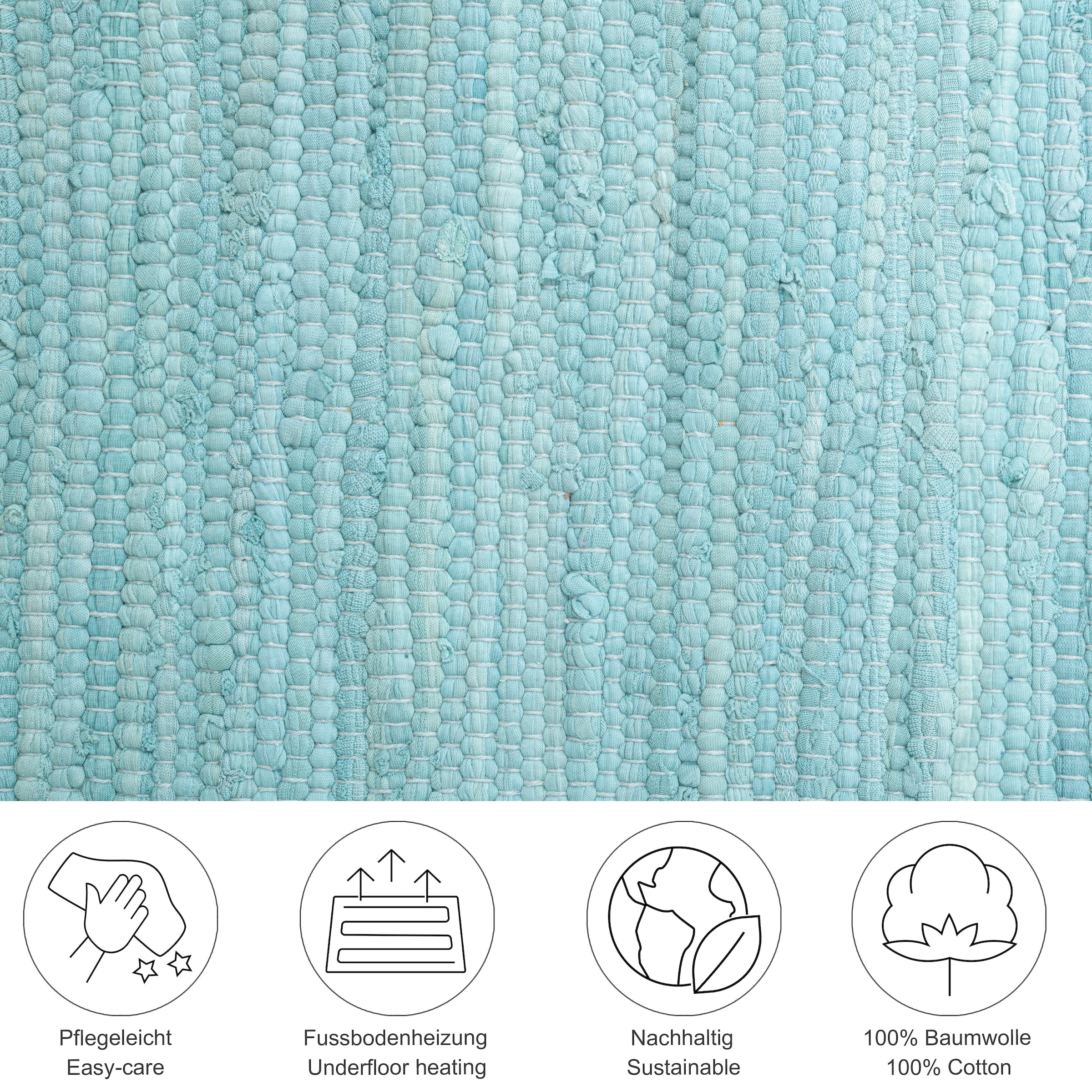 THEKO Teppich »Happy Cotton Fleckerl, handgewebt« rechteckig 5 mm Höhe Flachgewebe, reine Baumwolle, meliert, mit Fransen, auch als Läufer