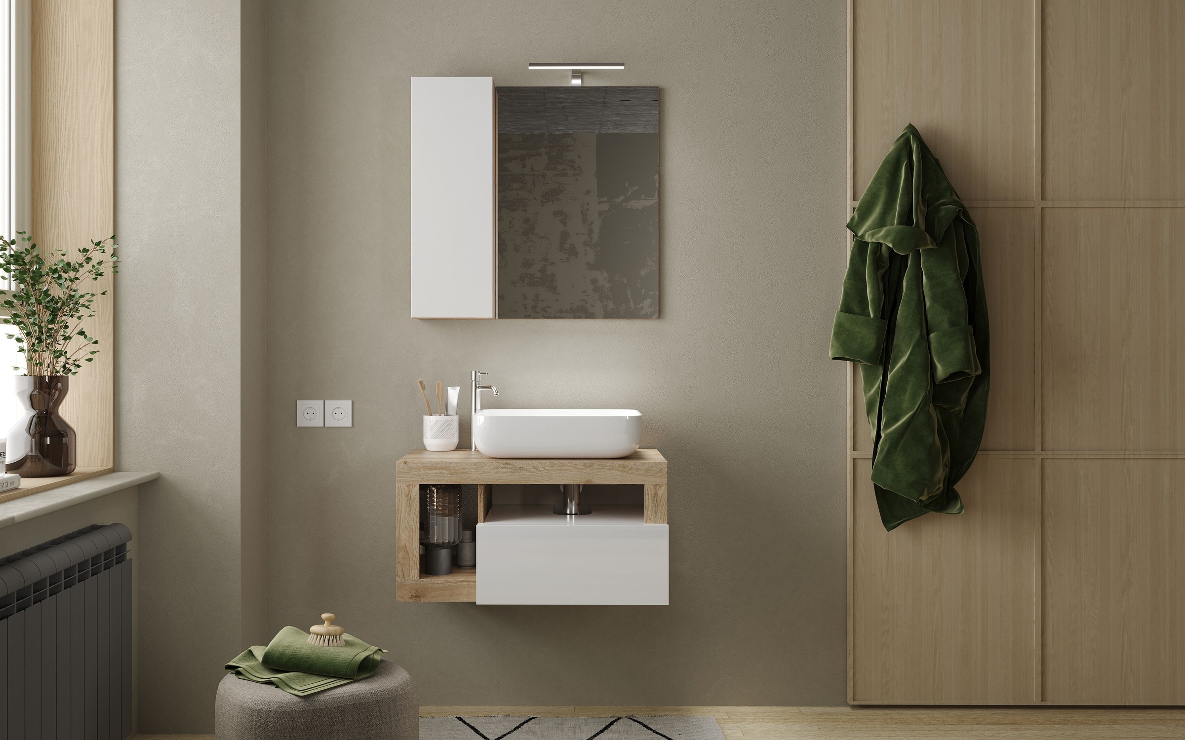 welltime Badmöbel-Set »Hamburg, Badezimmerset 2tlg. Breite 79 cm, Badmöbel, günstig online kaufen