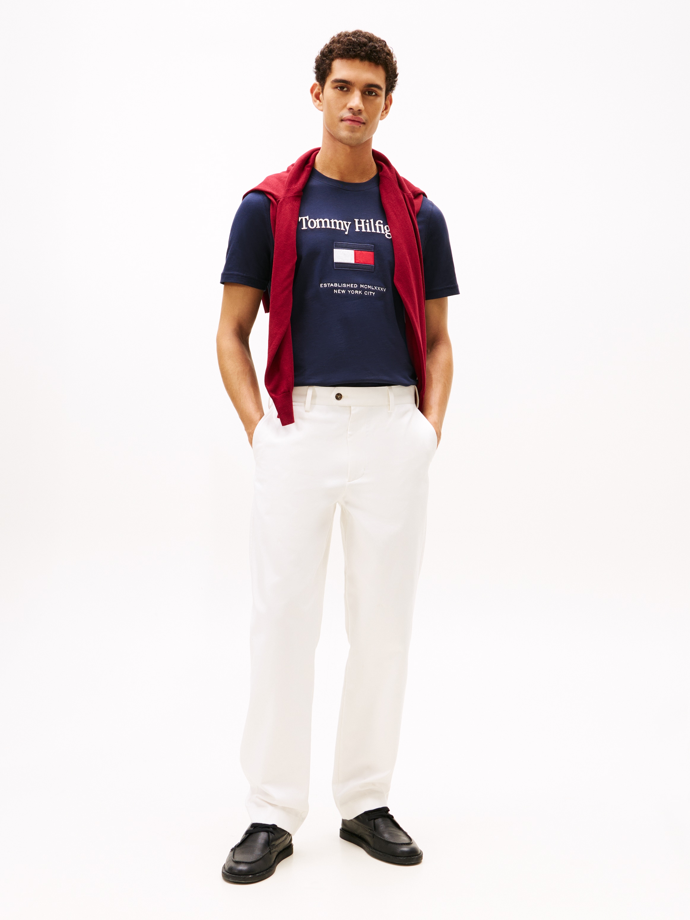 Tommy Hilfiger T-Shirt »TOMMY EMBRO FLAG« mit Logostickerei, Jersey, normale Passform