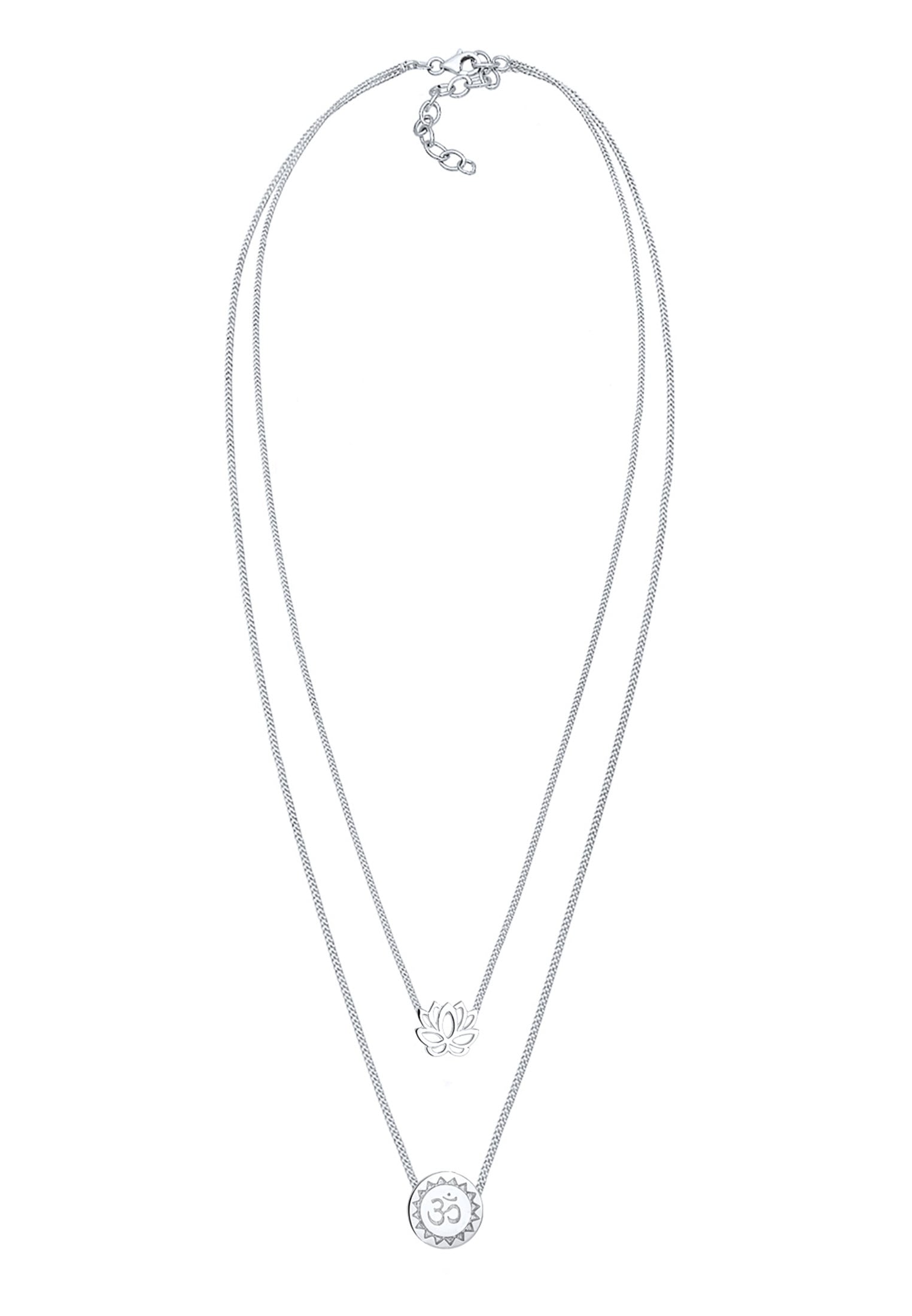 Elli Gliederkette »Lotusblume Om Symbol Yoga Mantra Layer 925 Silber«